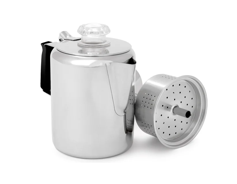 GSI OUTDOORS Glacier Stainless Coffee Percolator with Silicone Handle