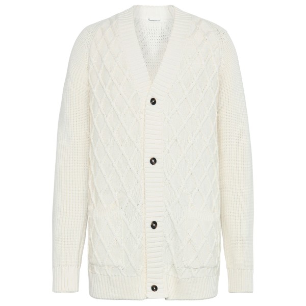 KnowledgeCotton Apparel - Cotton Diamond Cardigan Knit - Wolljacke Gr S weiß