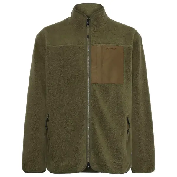 KnowledgeCotton Apparel - Everyday Adv. Nordic Light Zip FL - Fleecejacke Gr S oliv/braun