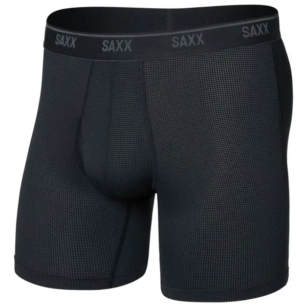 Saxx - Quest Quick-Dry Mesh Boxer Brief Fly - Kunstfaserunterwäsche Gr M schwarz