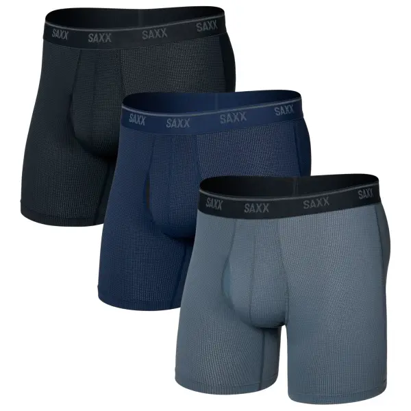 Saxx - Quest Quick-Dry Mesh Boxer Brief Fly 3-Pack - Kunstfaserunterwäsche Gr XXL blau