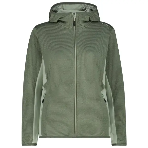 CMP - Women's Striped Jacquard Jacket Fix Hood - Fleecejacke Gr 34 oliv