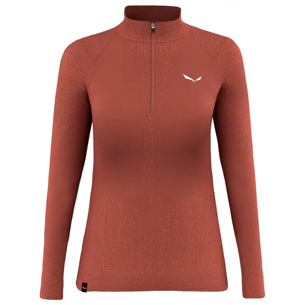 Salewa - Women's Zebru Medium Warm AMR Half Zip Tee - Merinounterwäsche Gr 34 rot