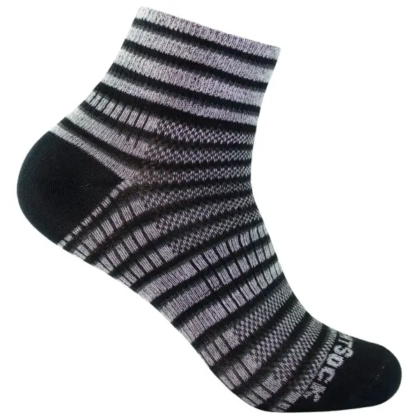 Wrightsock - Coolmesh II Quarter - Wandersocken Gr 34-37 grau/schwarz