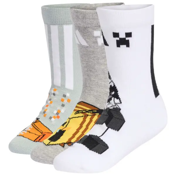 adidas - Kid's LK Minecraft 3-Pack - Multifunktionssocken Gr 22-24 weiß/grau