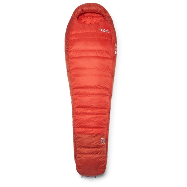 Rab - Alpine 0C / 32F - Daunenschlafsack Gr Long - Body Size: 200 cm dark horizon /rot