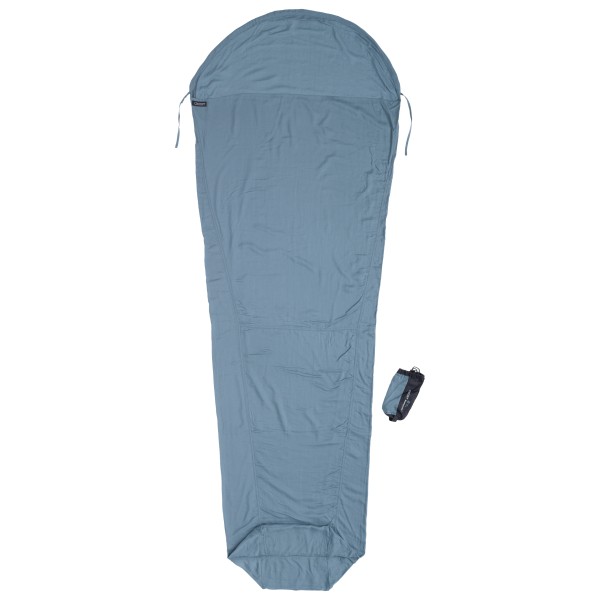 Cocoon - Mummyliner Lyocell - Reiseschlafsack Gr 241 x 90/56 cm grau/blau