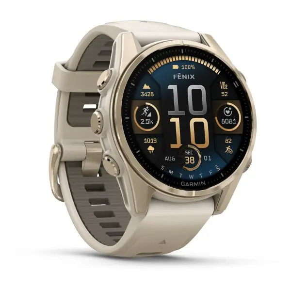 Garmin - Fenix 8 AMOLED Sapphire - Multifunktionsuhr Gr Ø 43 mm nebelgrau / softgold