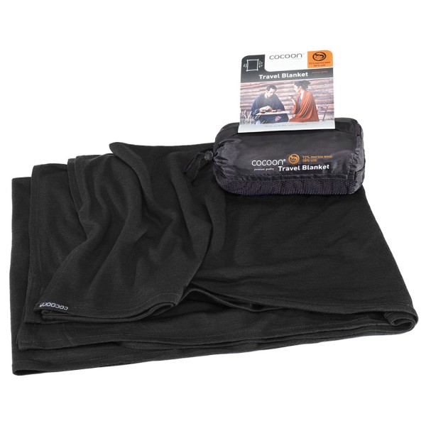 Cocoon - Merino Wool Silk Travel Blanket - Decke Gr 180 x 140 cm schwarz