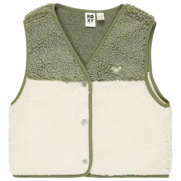 Roxy - Kid's Iconic Color Block - Fleeceweste Gr 16 Years - XXL weiß/oliv
