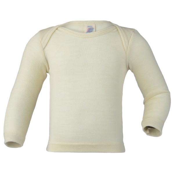 Engel - Baby-Schlupfhemd Langarm Feinripp - Merinounterwäsche Gr 62/68 beige