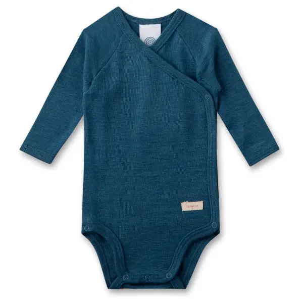 Sanetta - Kid's Wrapover Body 1/1 Wool - Merinounterwäsche Gr 44/50 blau