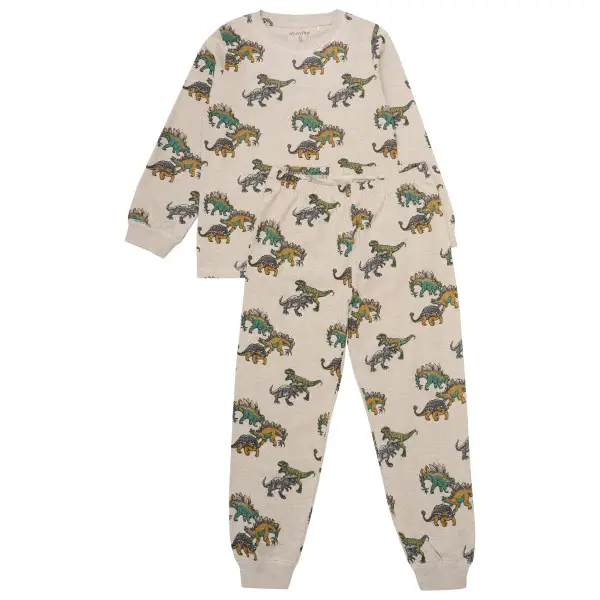 Minymo - Kid's Pyjamas L/S Set AOP No. 134066 - Schlafanzug Gr 92 beige