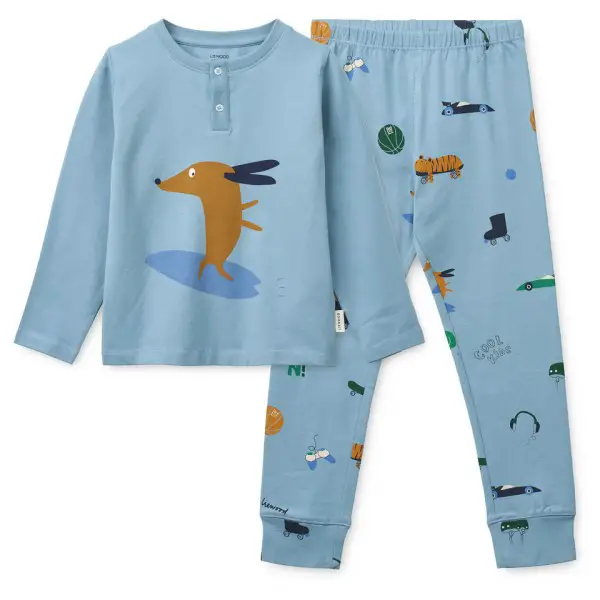 LIEWOOD - Kid's Wilhelm Printed Pyjamas Set - Schlafanzug Gr 86-92 blau/türkis