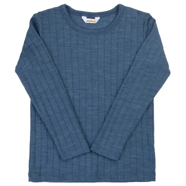 Joha - Kid's Blouse L/S Stripes - Merinolongsleeve Gr 90 blau