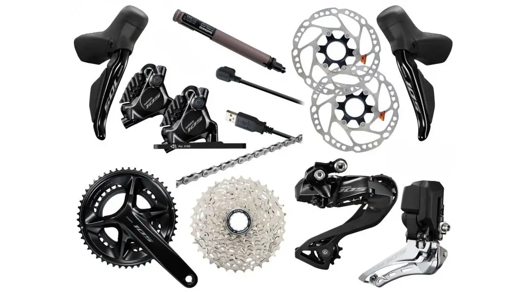 Shimano 105 Di2 R7170 Gruppe 50/34 Zähne - 172.5mm 11-34 Zähne 160/160mm (BULK)