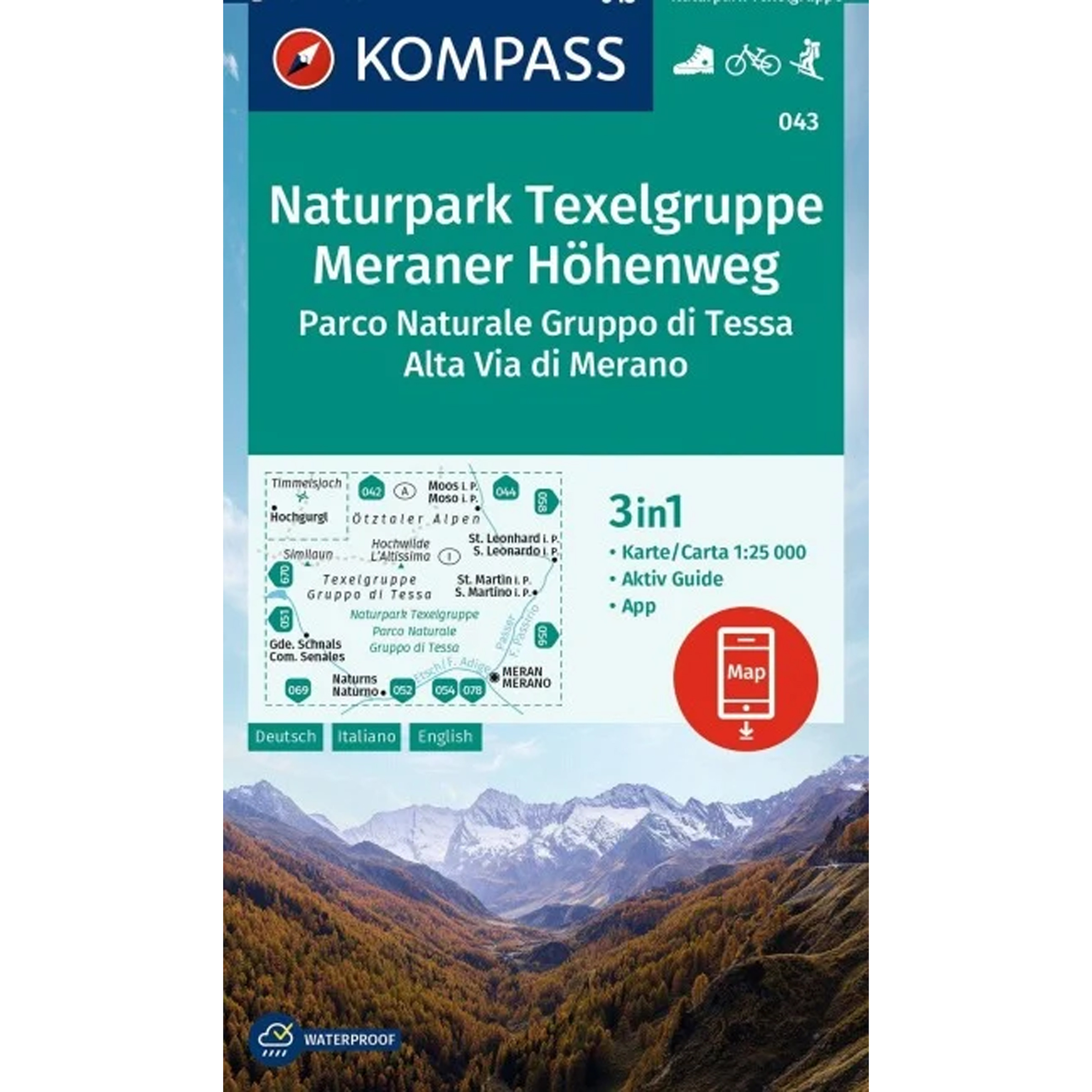 Kompass Verlag WK 043 Naturpark Texel-Meraner Höhenweg