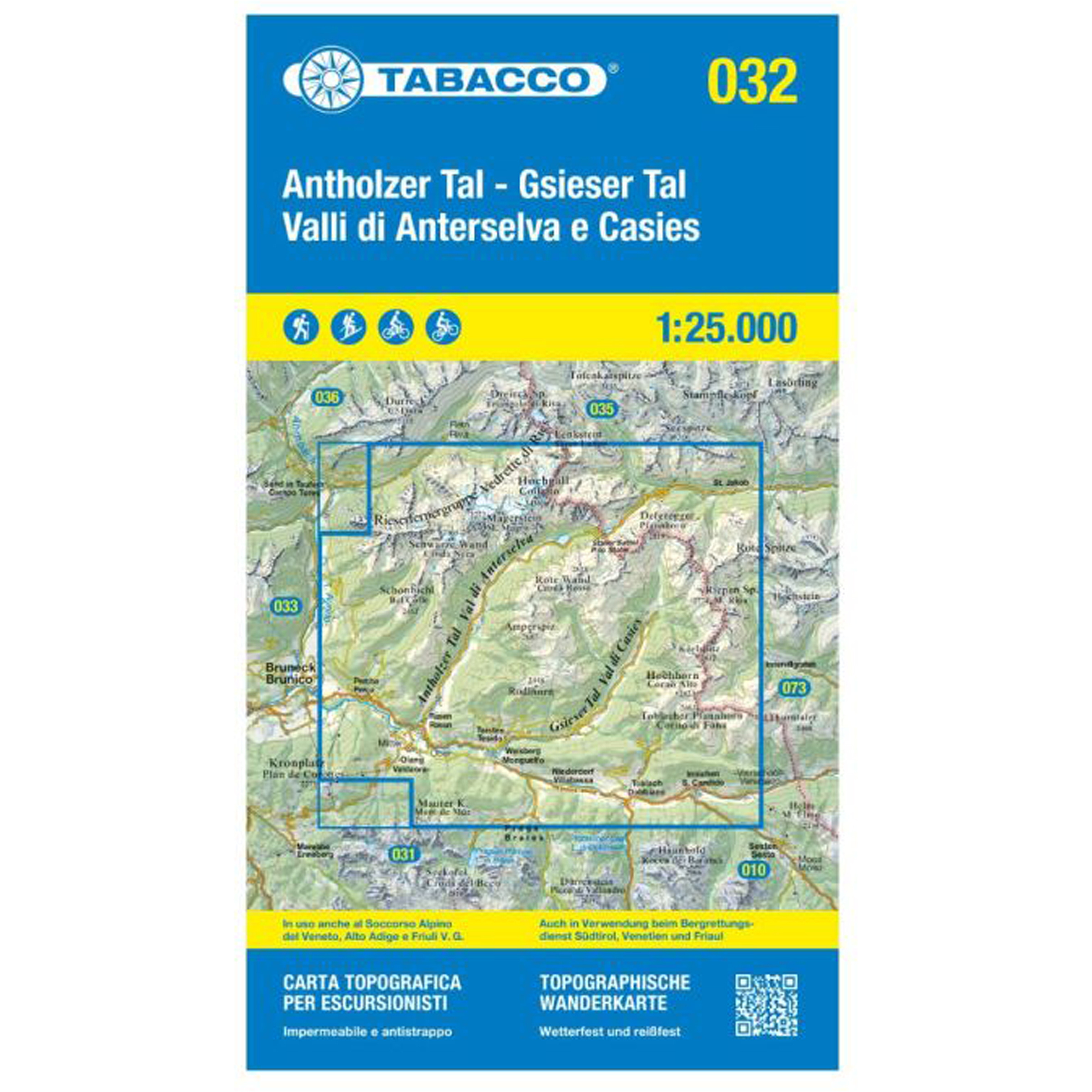 Tabacco Antholzer Tal - Gsieser Tal 032 Wanderkarte
