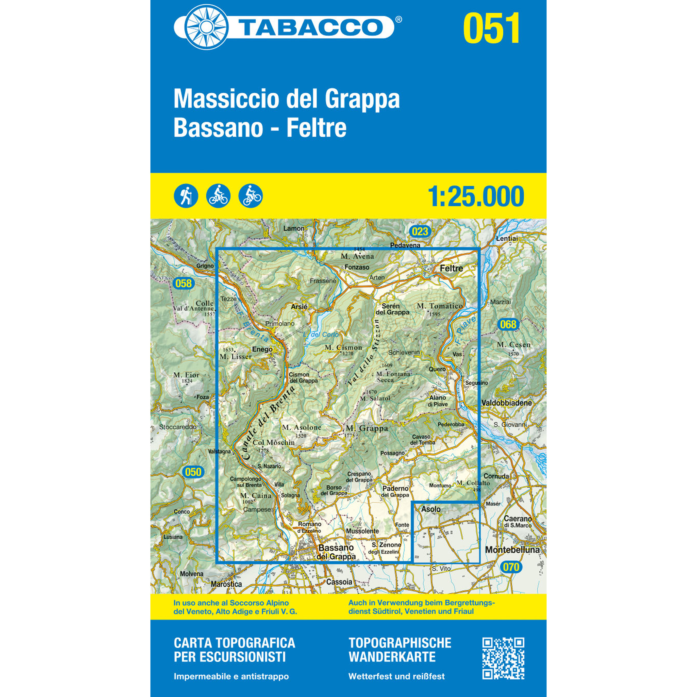 Tabacco Massiccio del Grappa 051 Wanderkarte