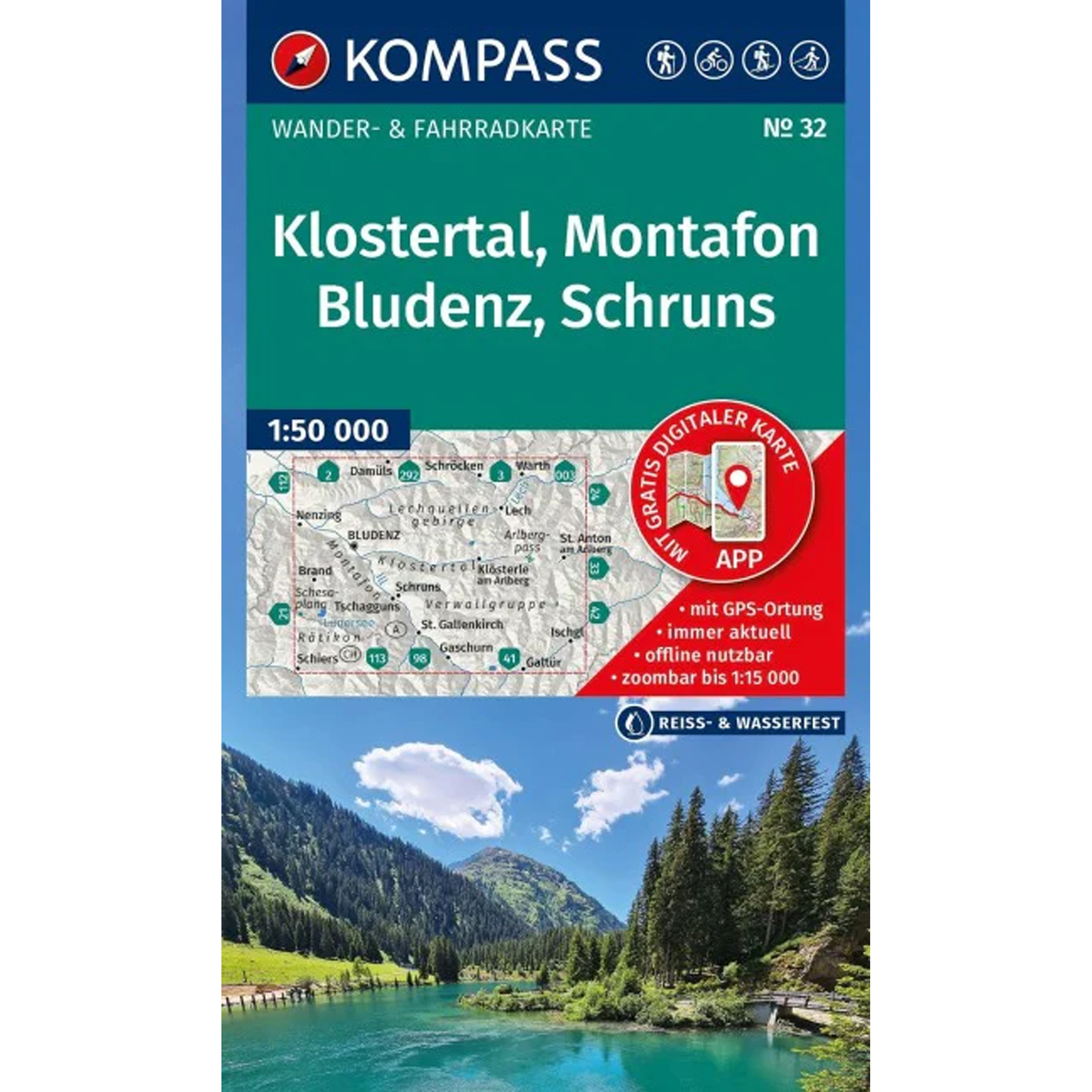 Kompass Verlag WK 32 Klostertal, Montafon, Bludenz, Schruns