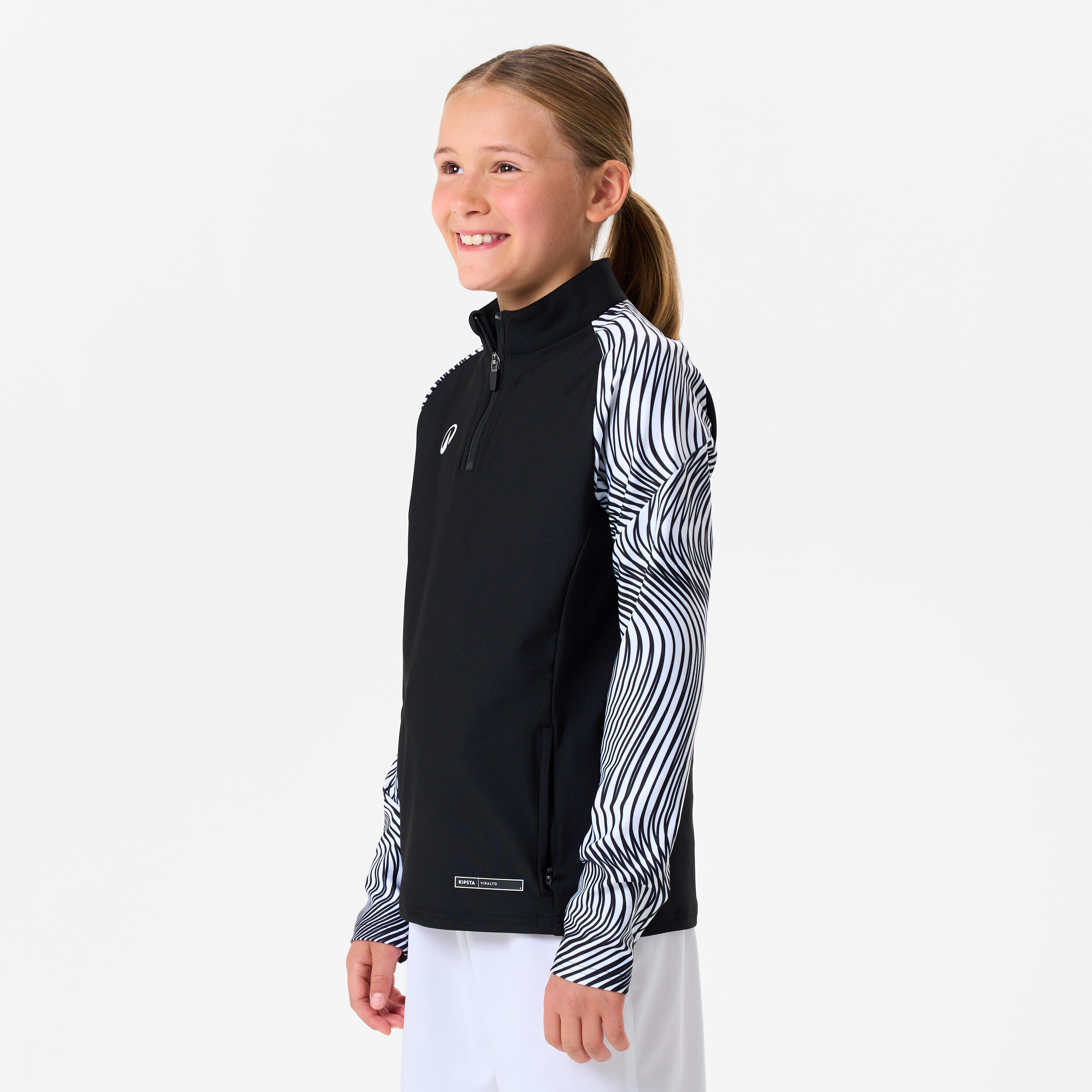 Kinder Fußball Sweatshirt 1/2 Zip - Club Wavy schwarz/weiß