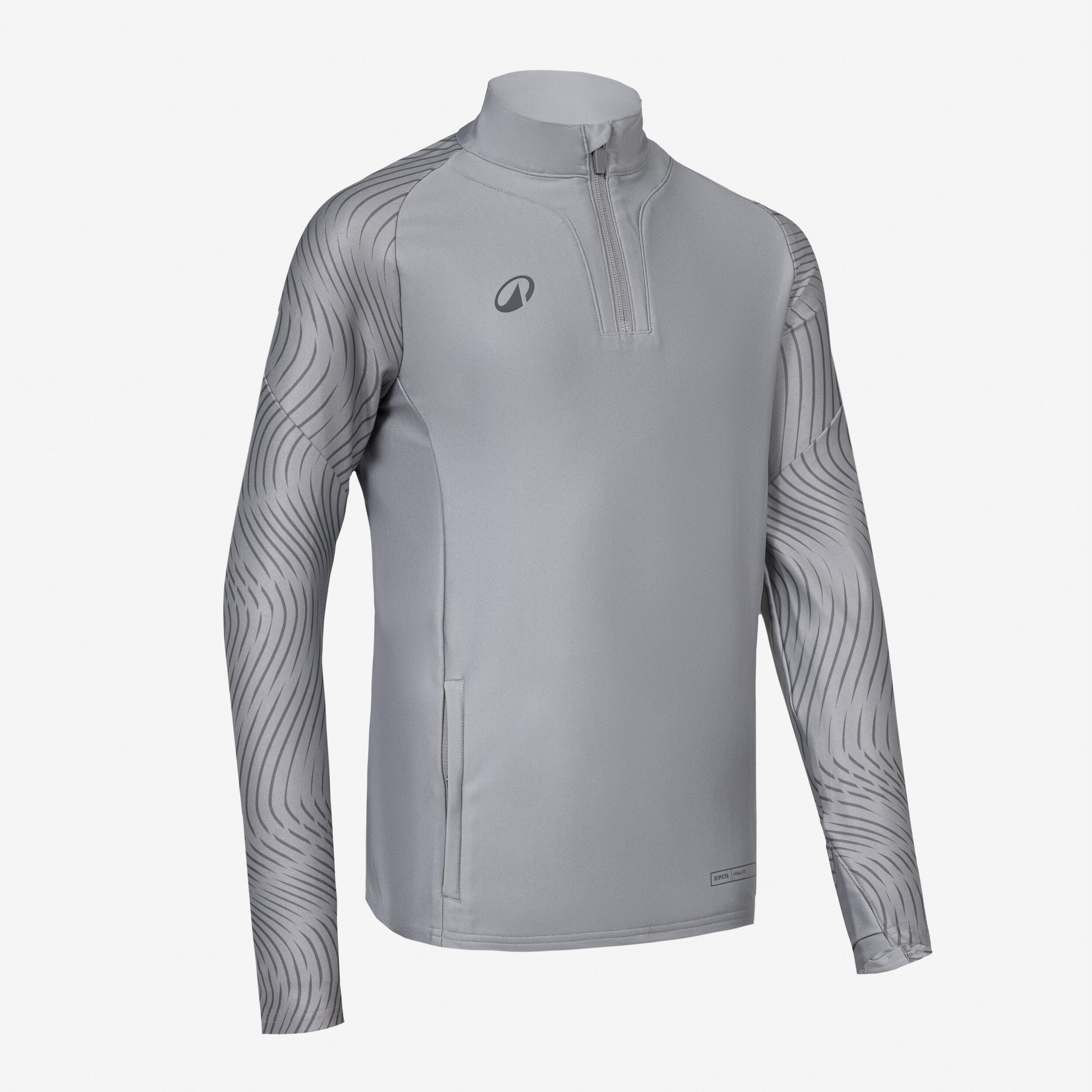 Kinder Fußball Sweatshirt 1/2 Zip - Club Wavy hellgrau/dunkelgrau