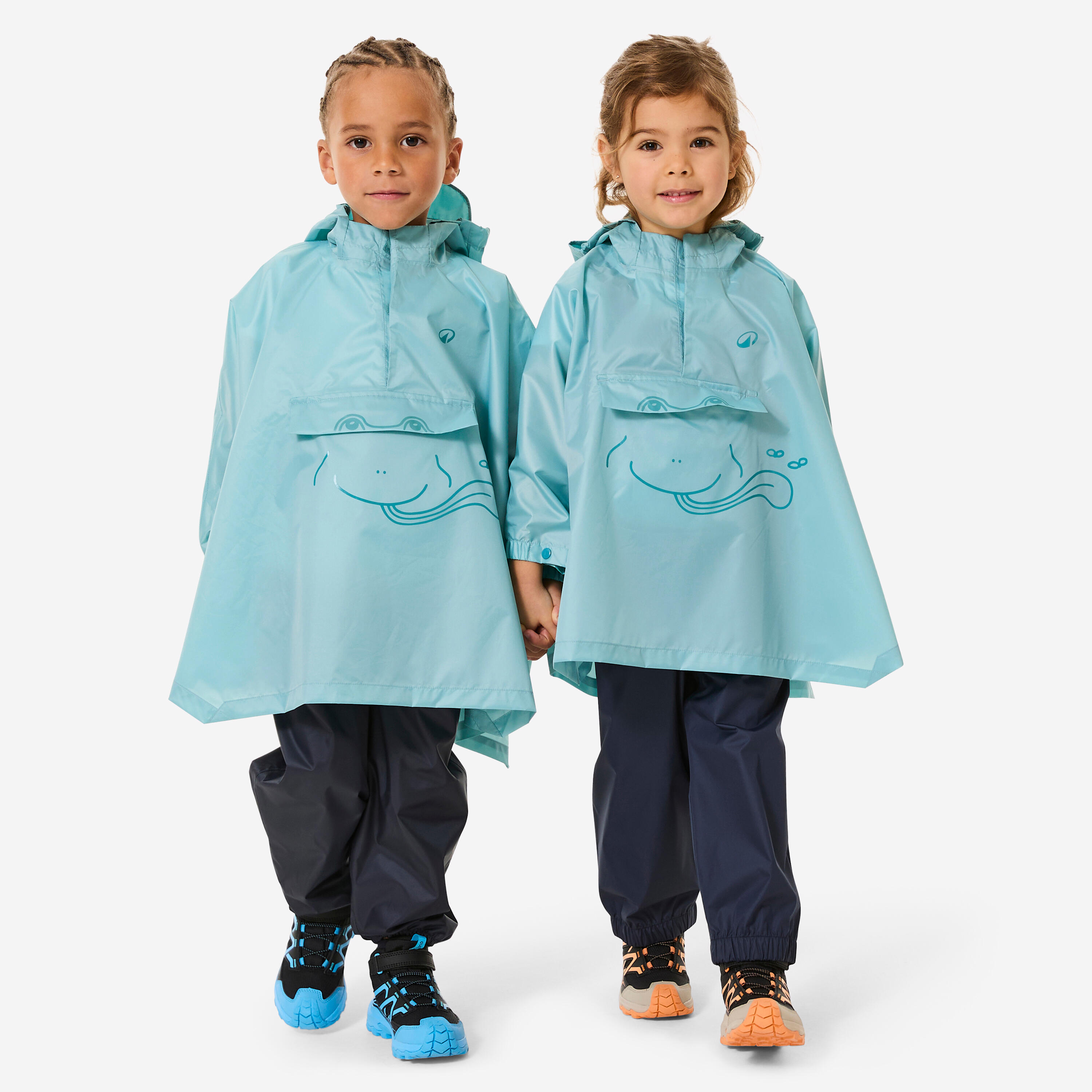 Regencape Kleinkinder wasserdicht Wandern - MH100 Kid blau
