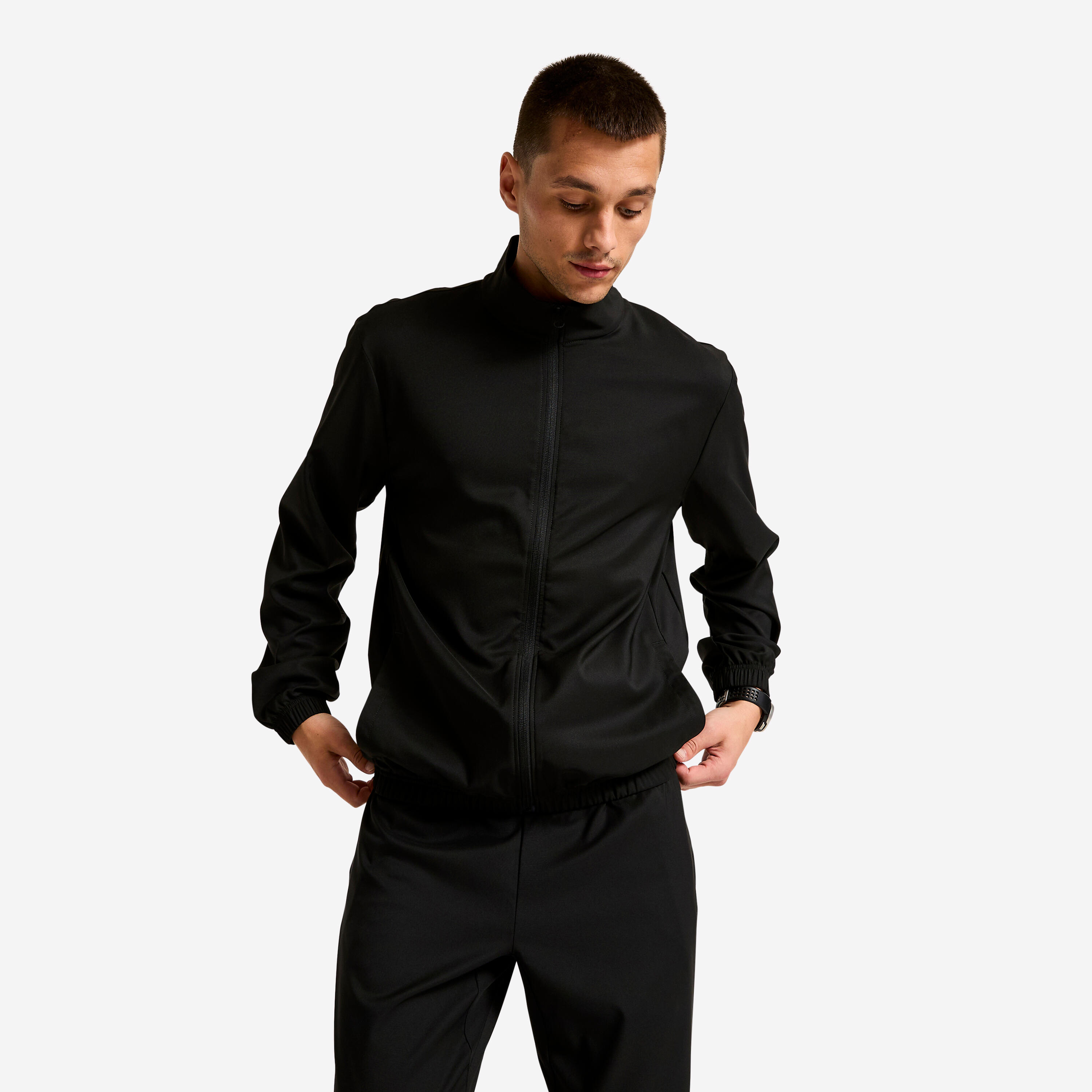 Trainingsjacke Herren mit Taschen - schwarz