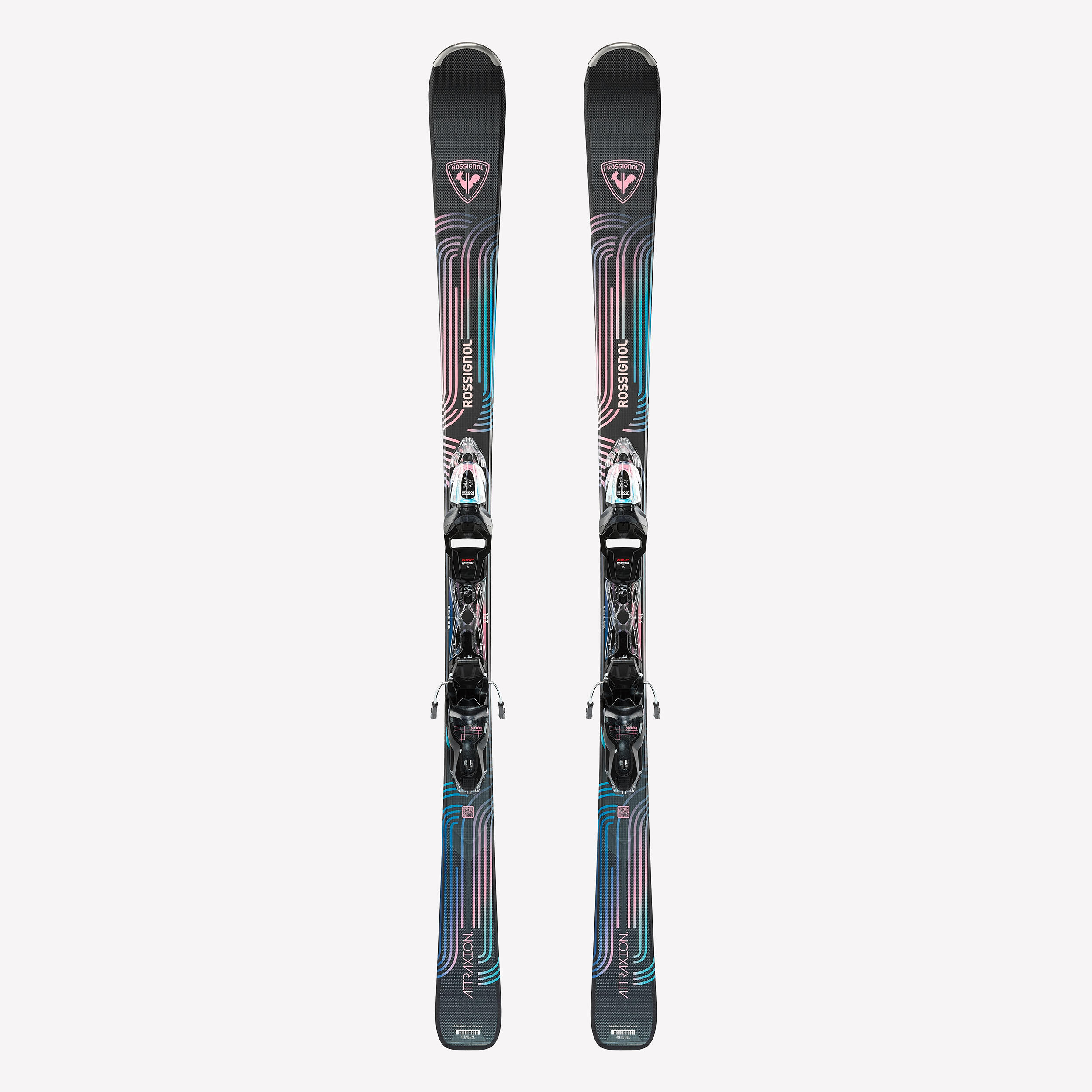 Ski Damen mit Bindung Piste - Attraxion Rossignol schwarz/rosa