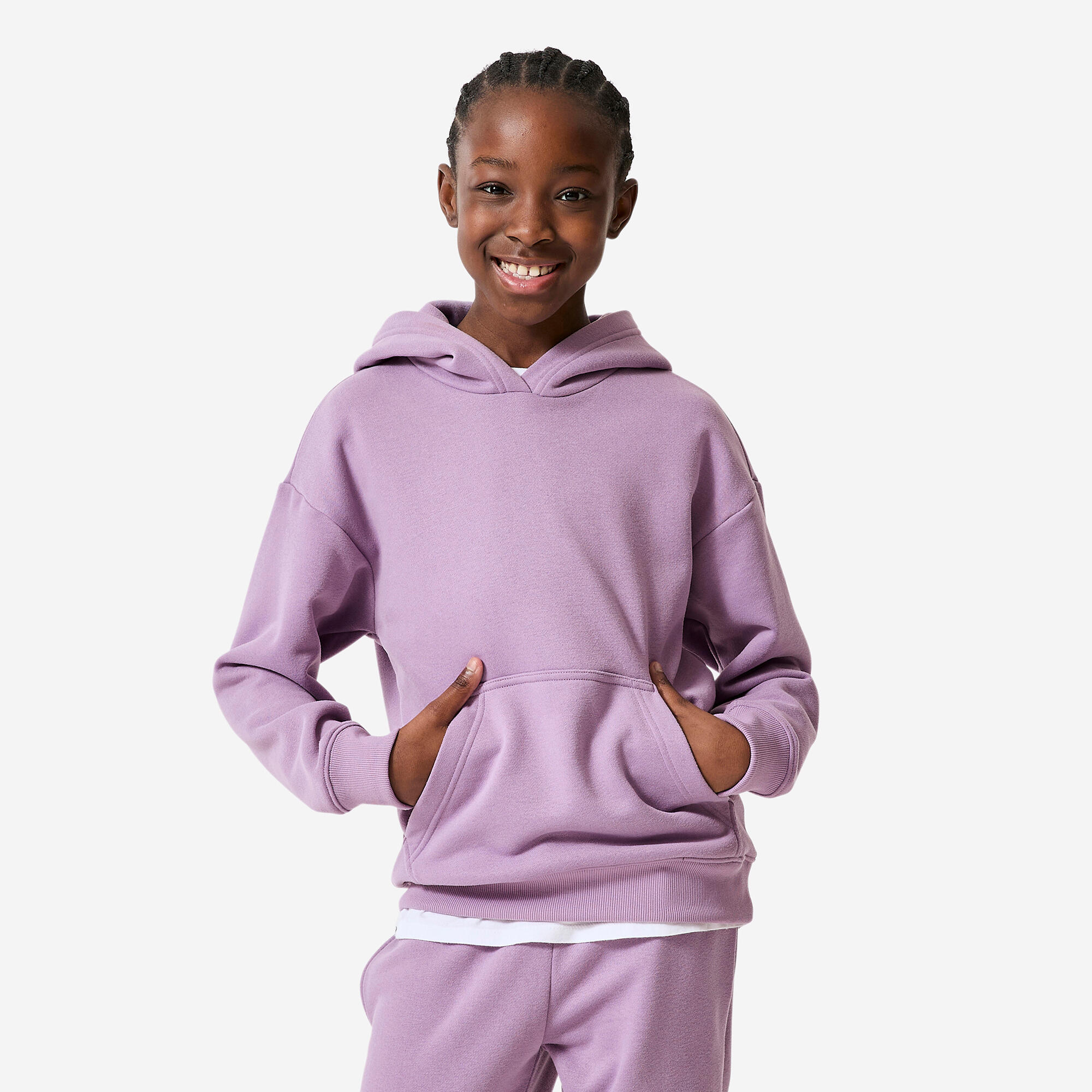 Hoodie Mädchen Oversize - dunkellila