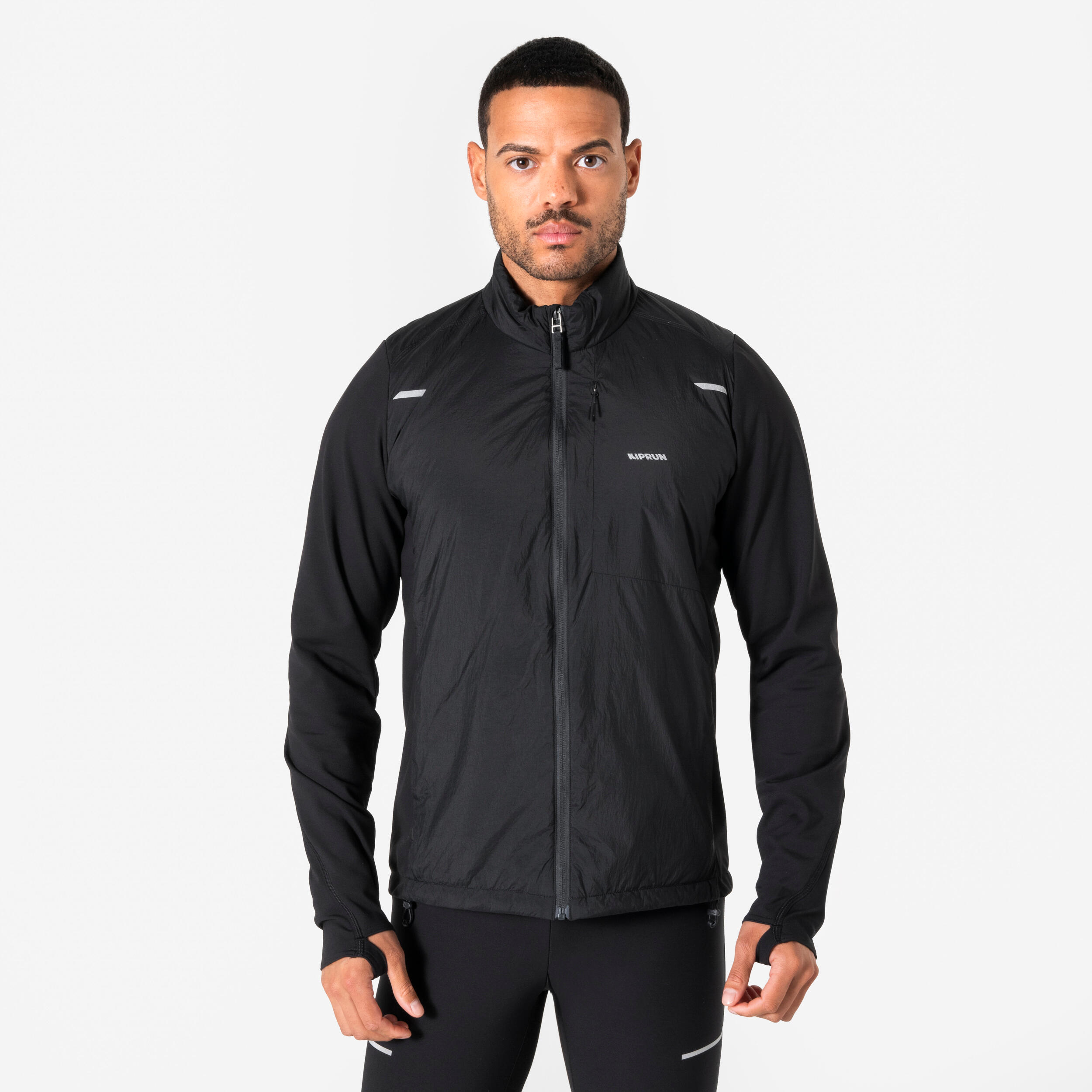 Laufjacke Herren warm atmungsaktiv - Run Flow schwarz