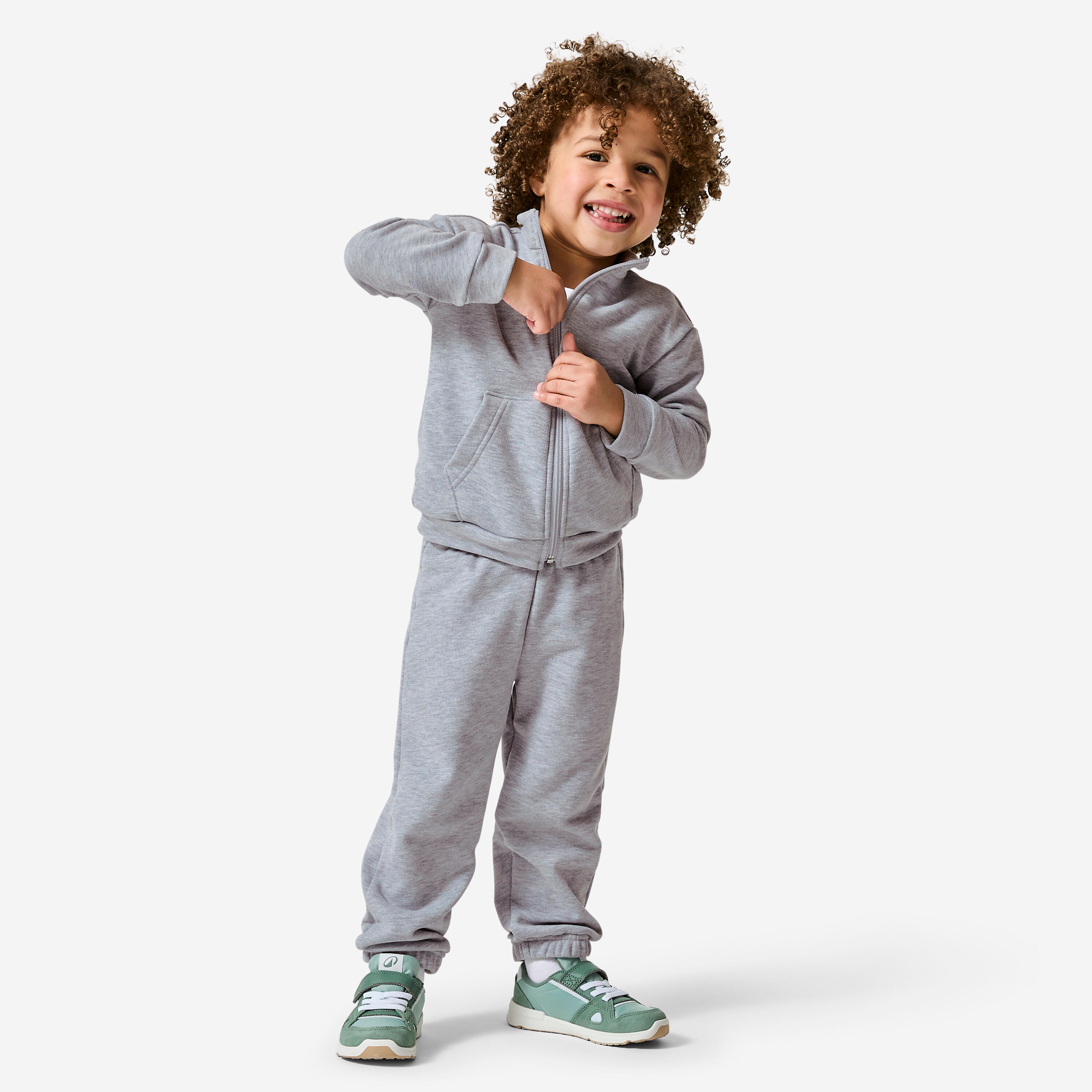 Trainingsanzug Kinder French Terry atmungsaktiv - grau