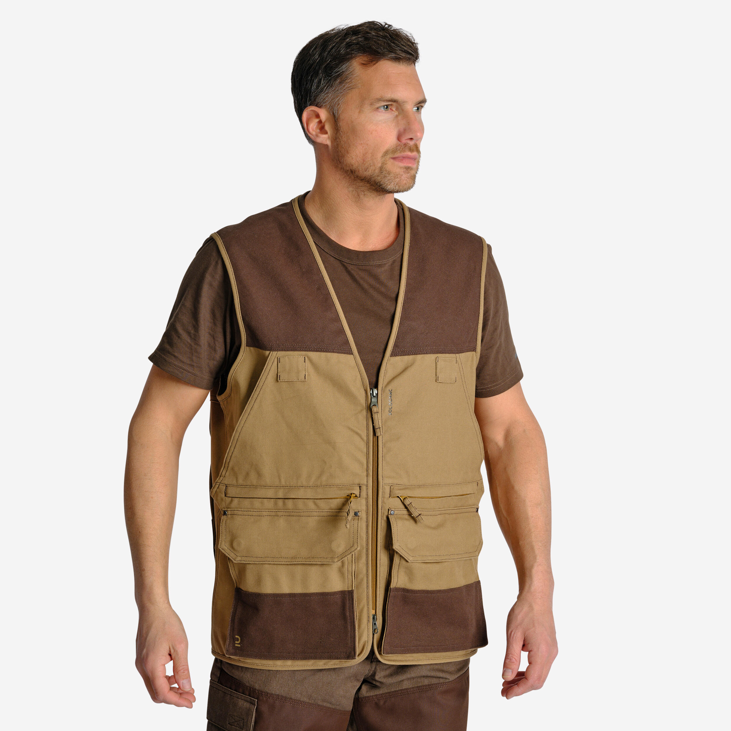 Jagdweste 500 Renfort viele Taschen braun