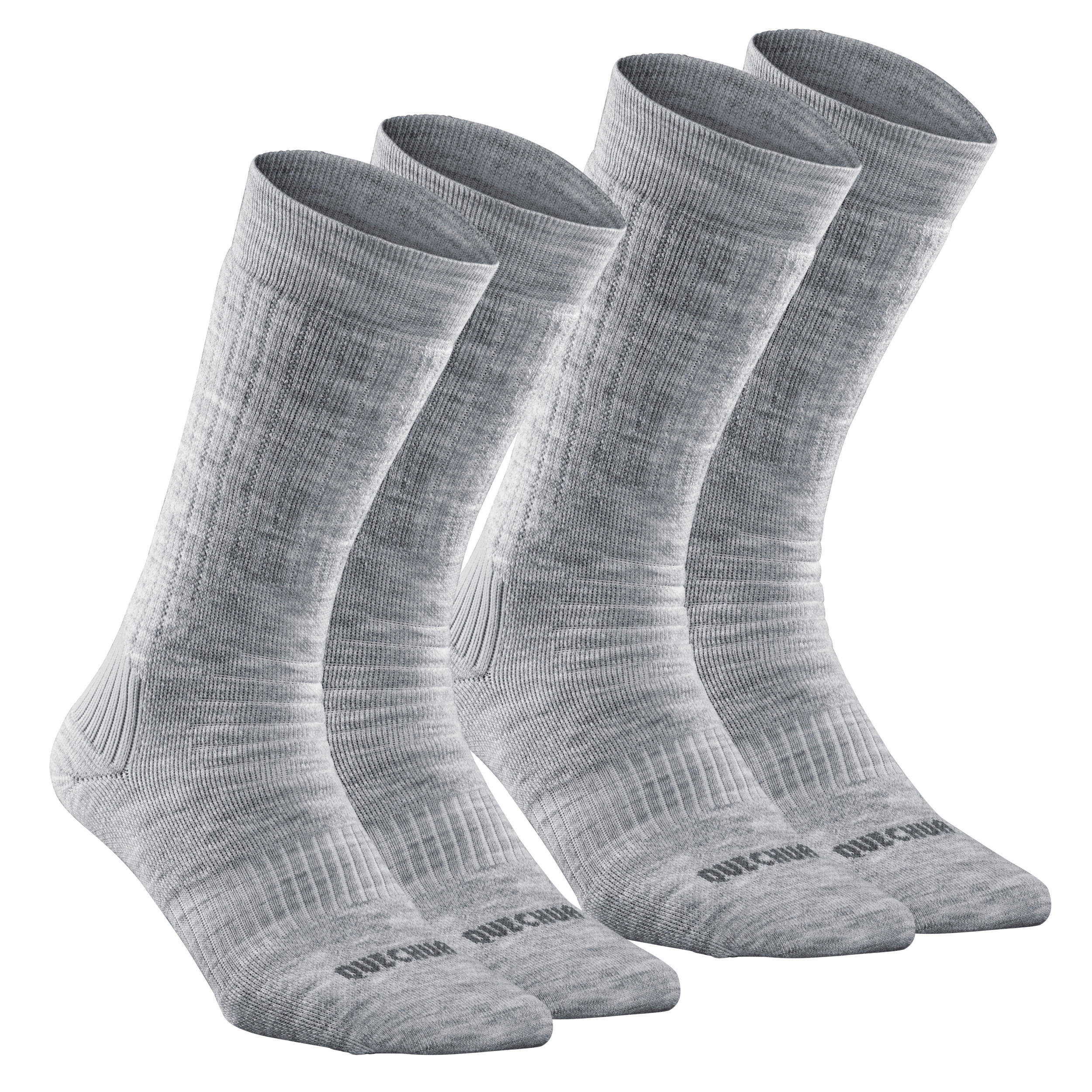 Wintersocken Damen/Herren warm halbhoch Winterwandern - SH100 Doppelpack grau