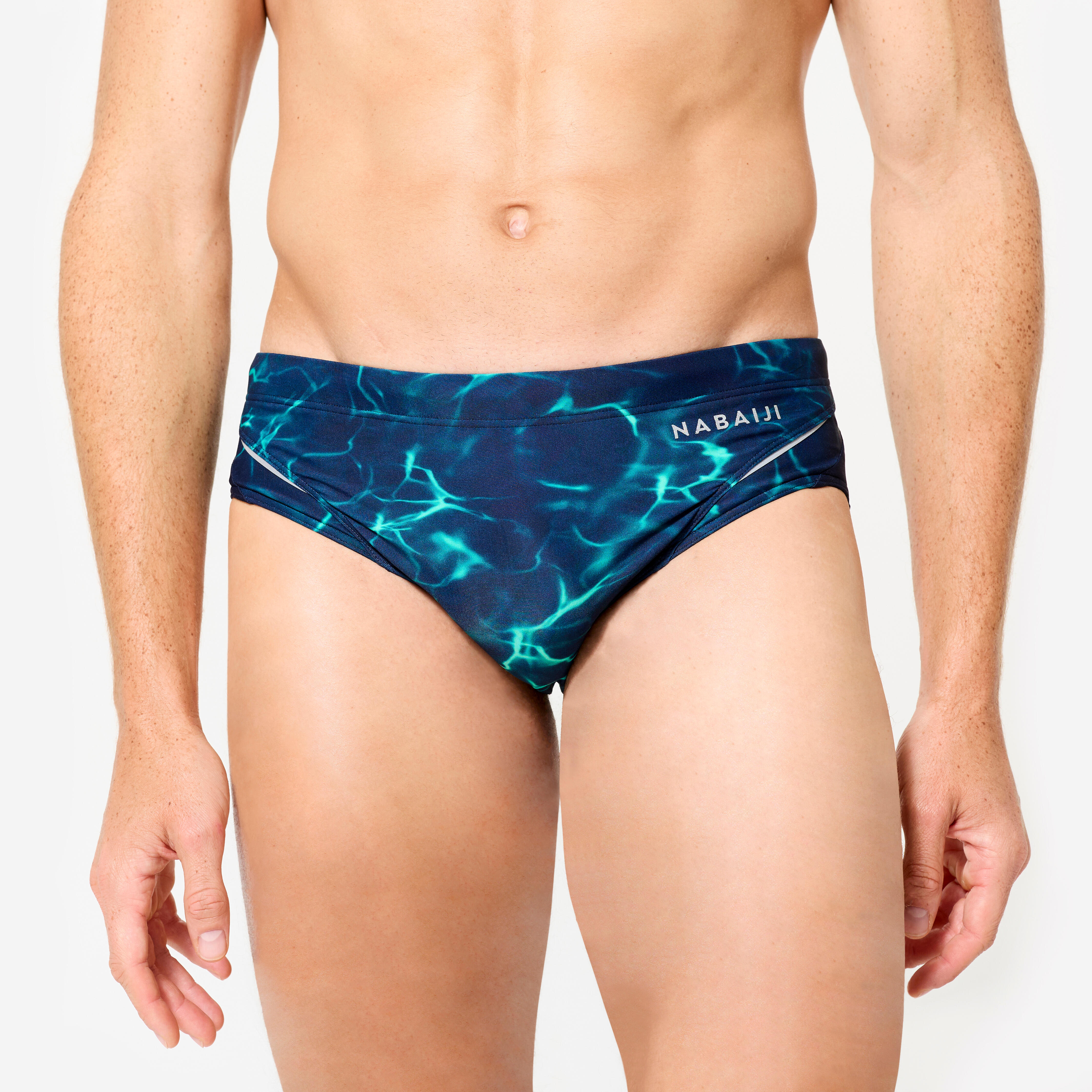Badehose Slip Herren - 900 Tiare blau/grün