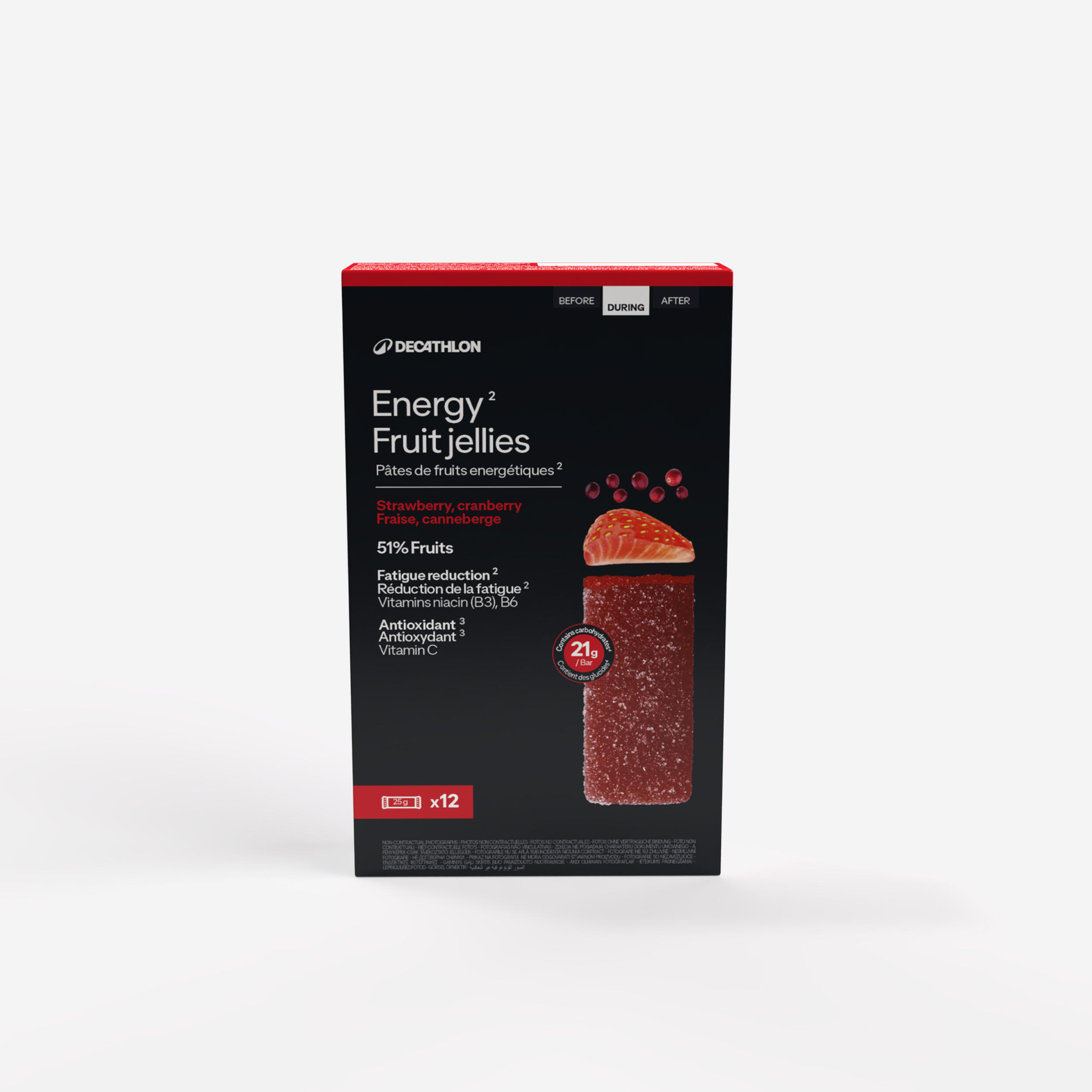 Fruchtgelee Riegel Energy Erdbeere/Cranberry 12 Stück
