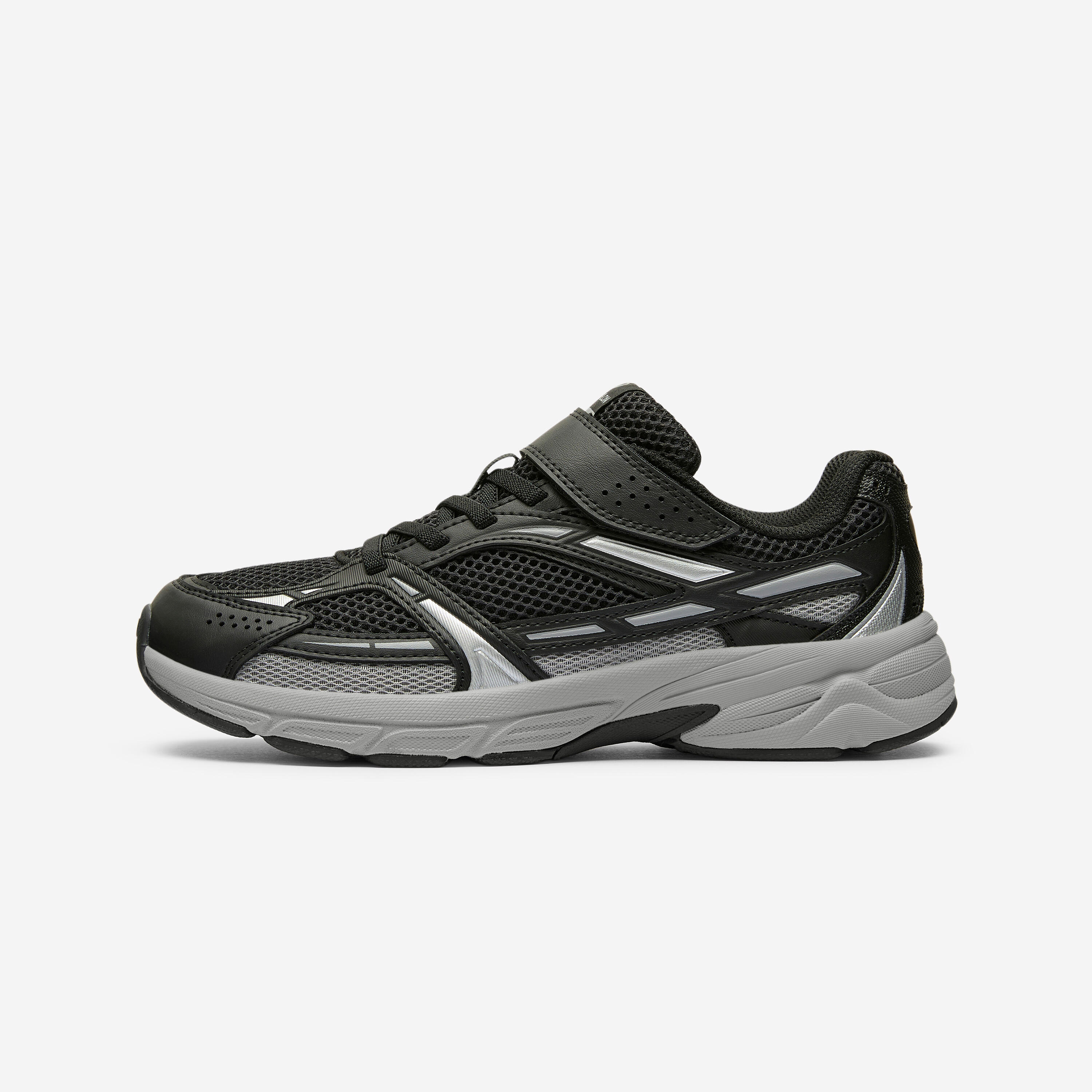 Sportschuhe Kinder Klettverschluss leicht atmungsaktiv - OG2K schwarz/grau