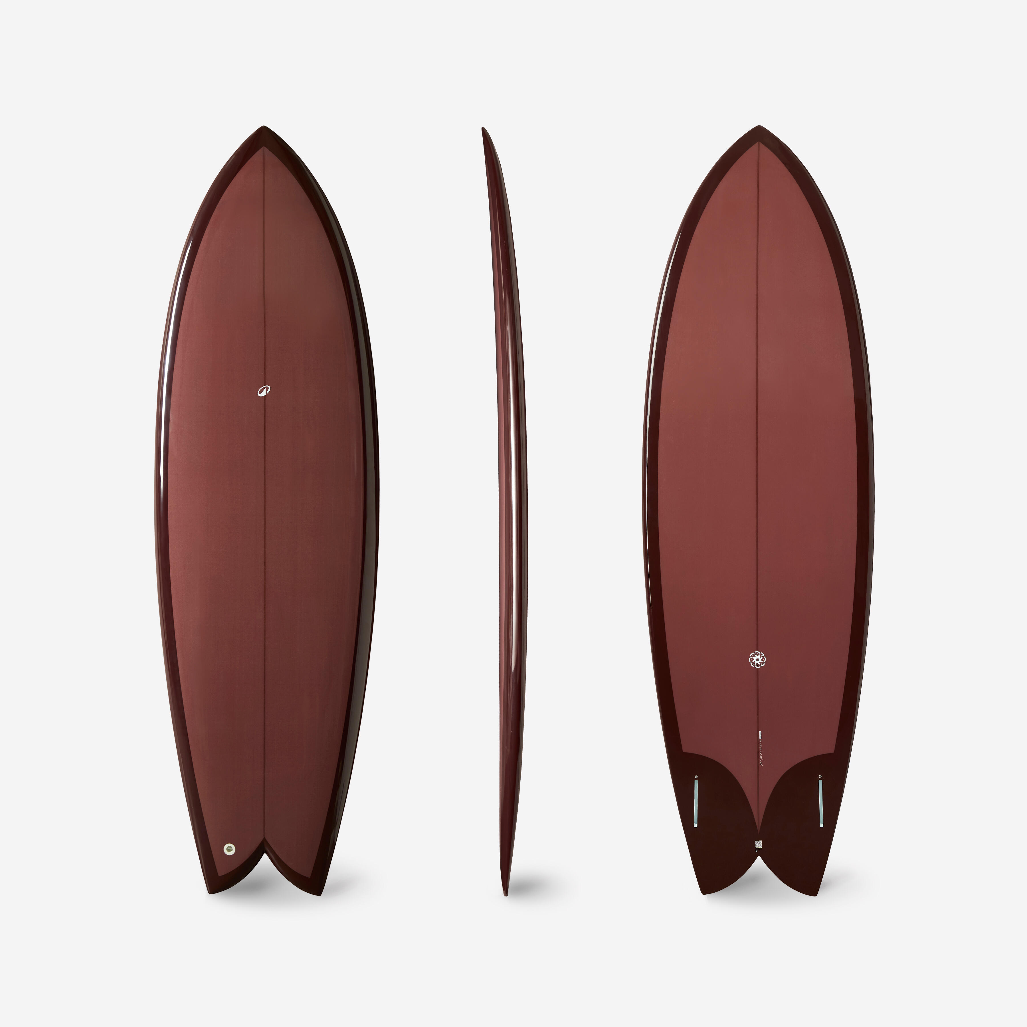 Surfboard mit Futures Box ohne Finnen 900 Fish 6'1 bordeaux