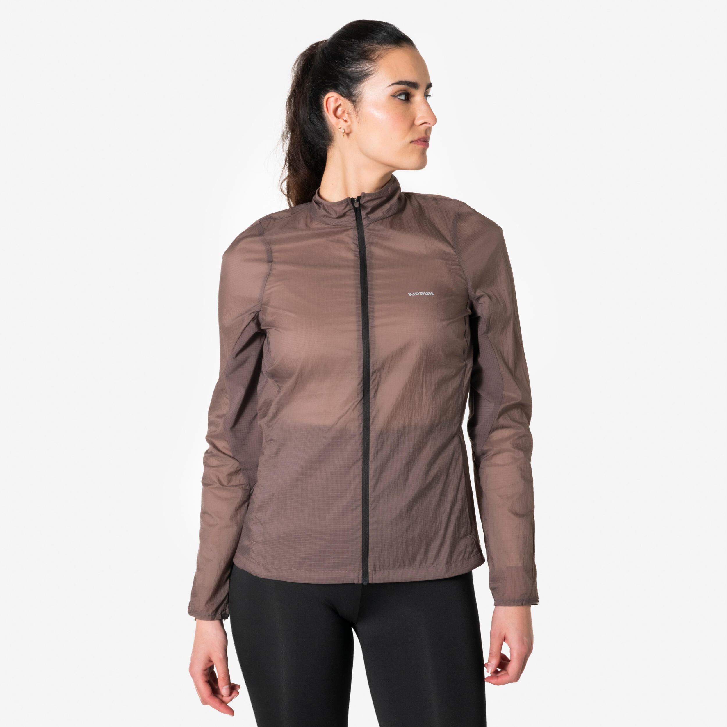Laufjacke Damen winddicht - Run 500 braun