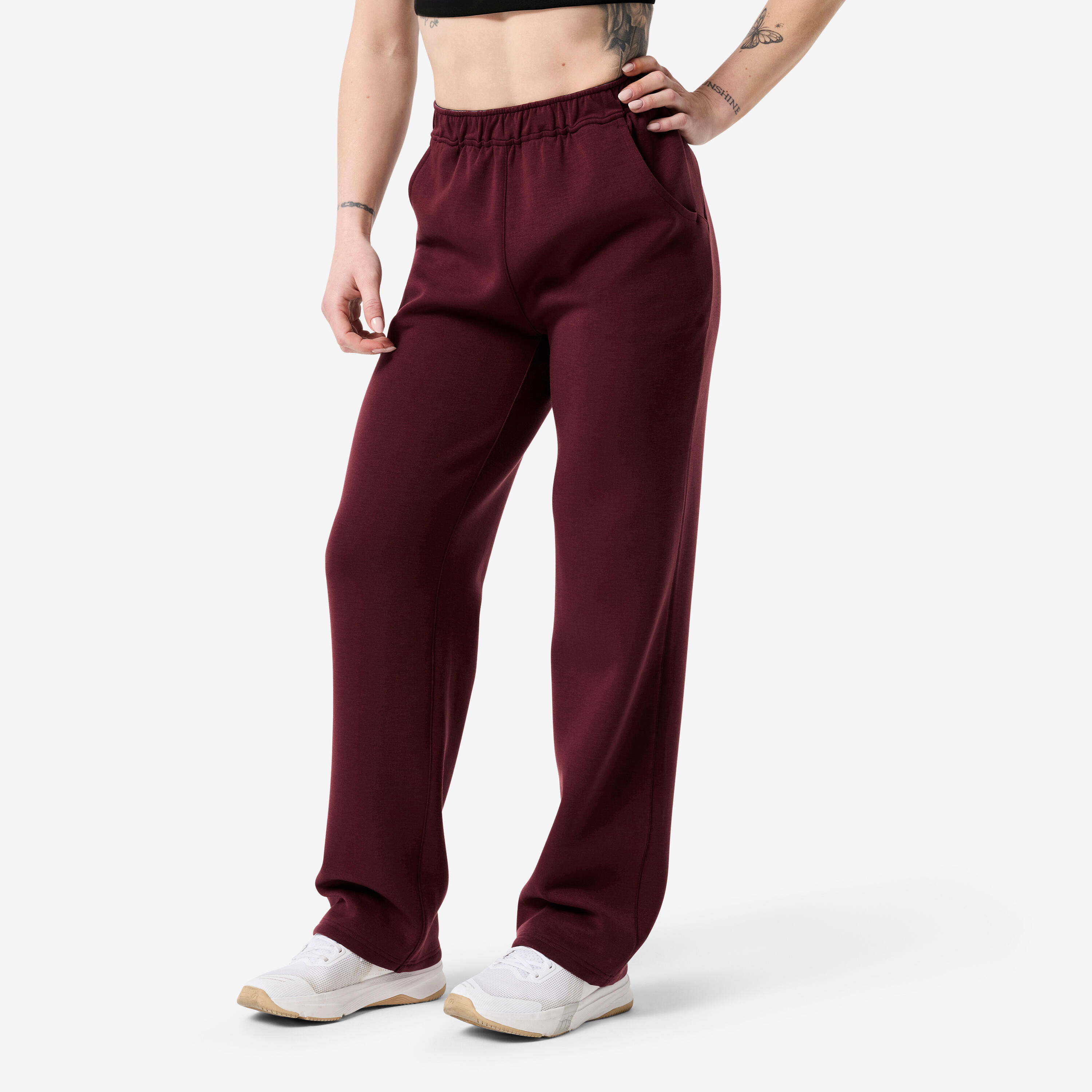 Jogginghose Damen gerade bequem - bordeaux
