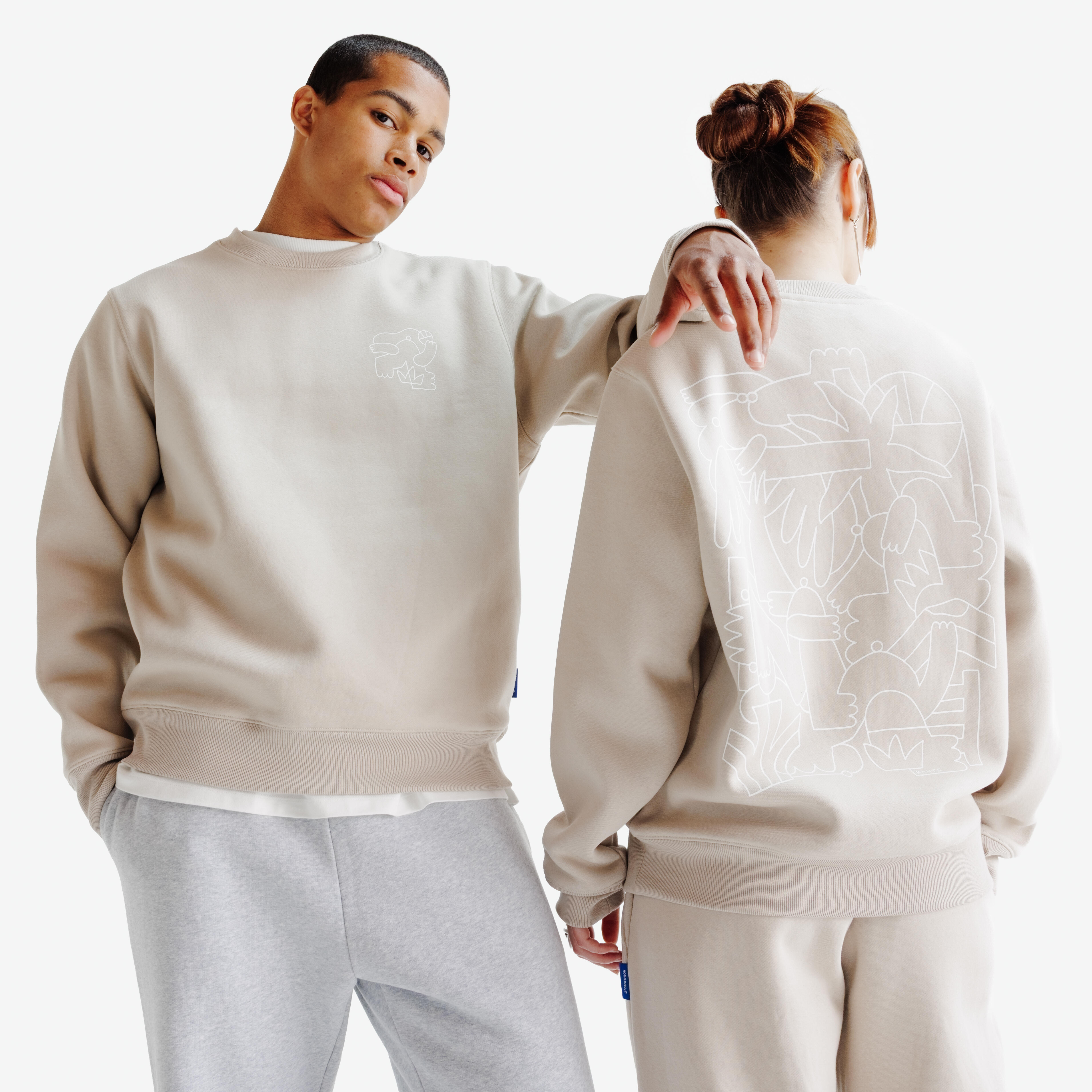 Sweatshirt Damen/Herren Rundhals Relaxed - Elementals beige