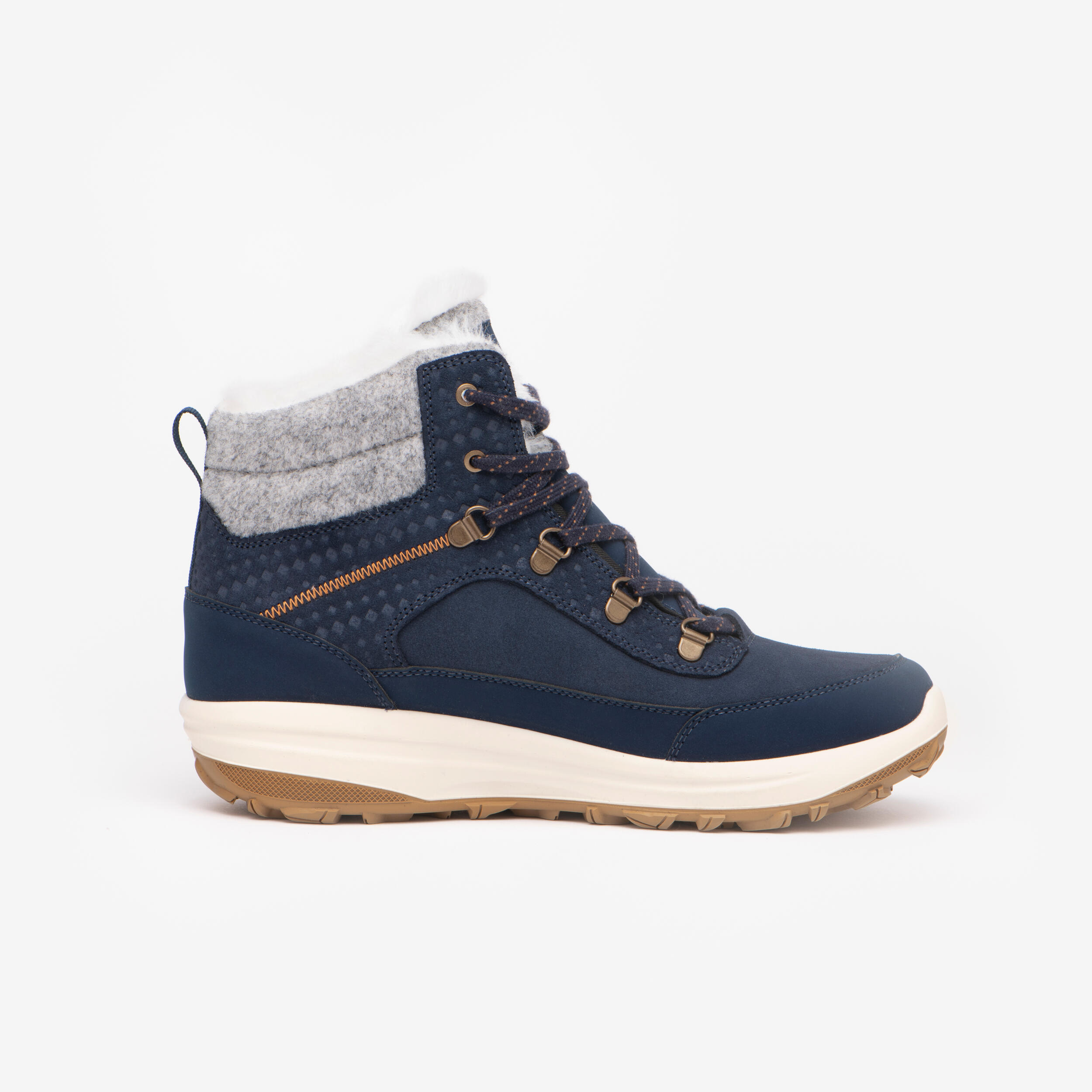 Winterschuhe Damen Leder warm wasserdicht Winterwandern - NH900 blau