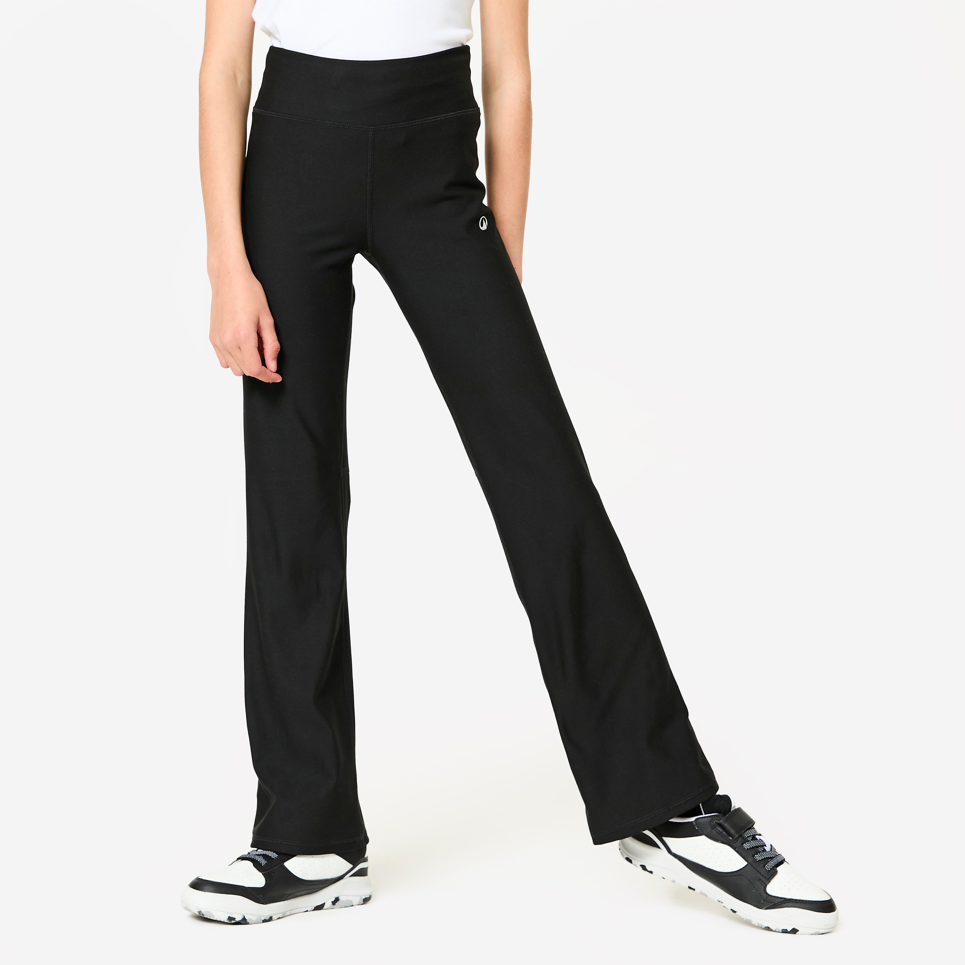 Leggings Mädchen ausgestellt hoher Taillenbund - schwarz