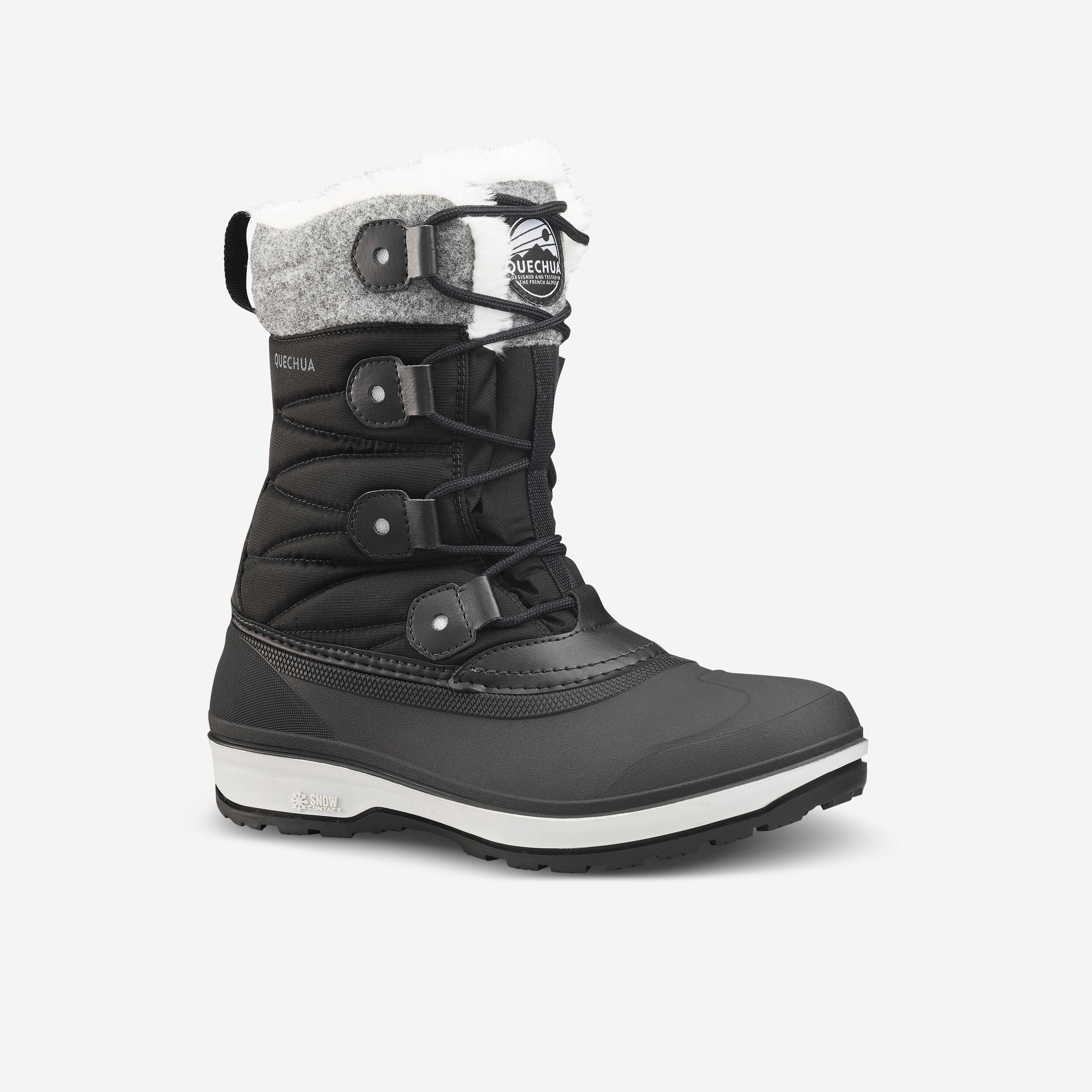 Winterstiefel Damen warm wasserdicht Winterwandern - NH500 schwarz