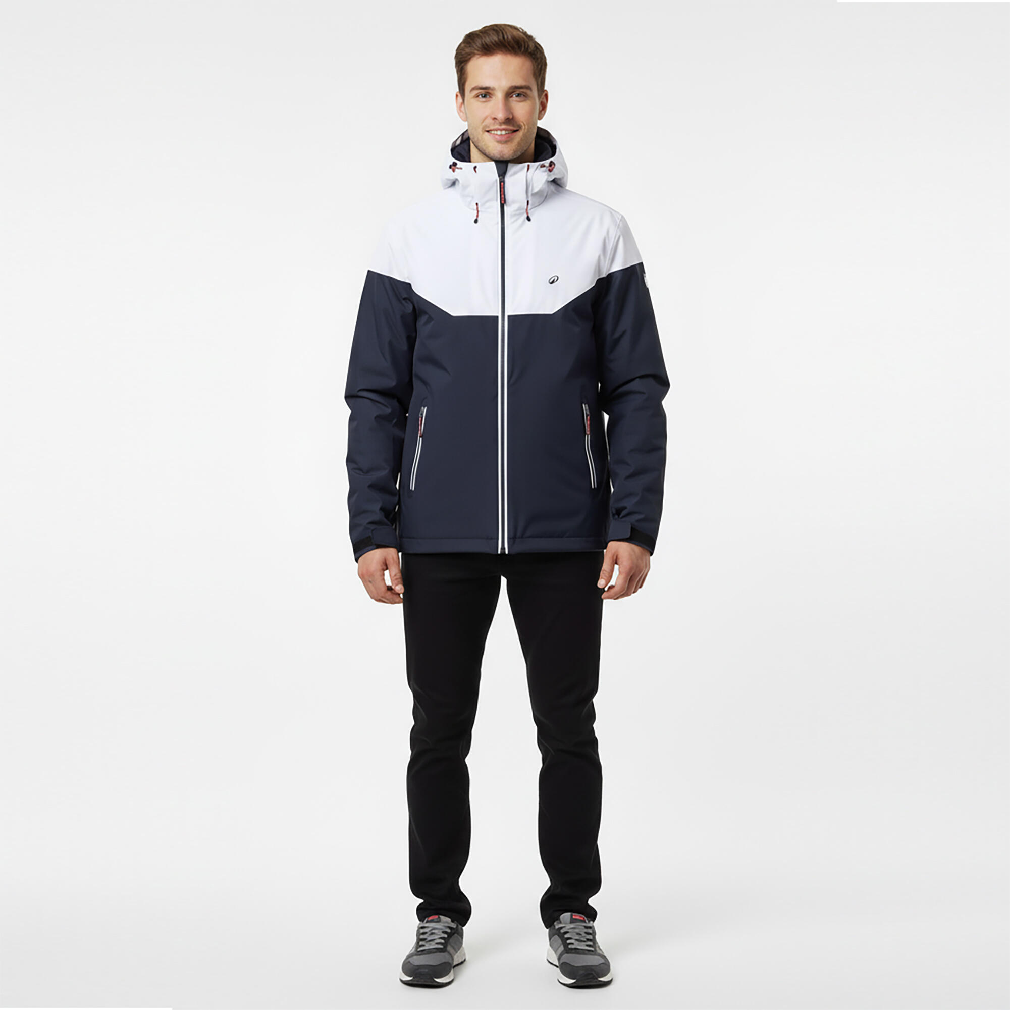 Segeljacke Herren warm wasserdicht 100 blau/weiß