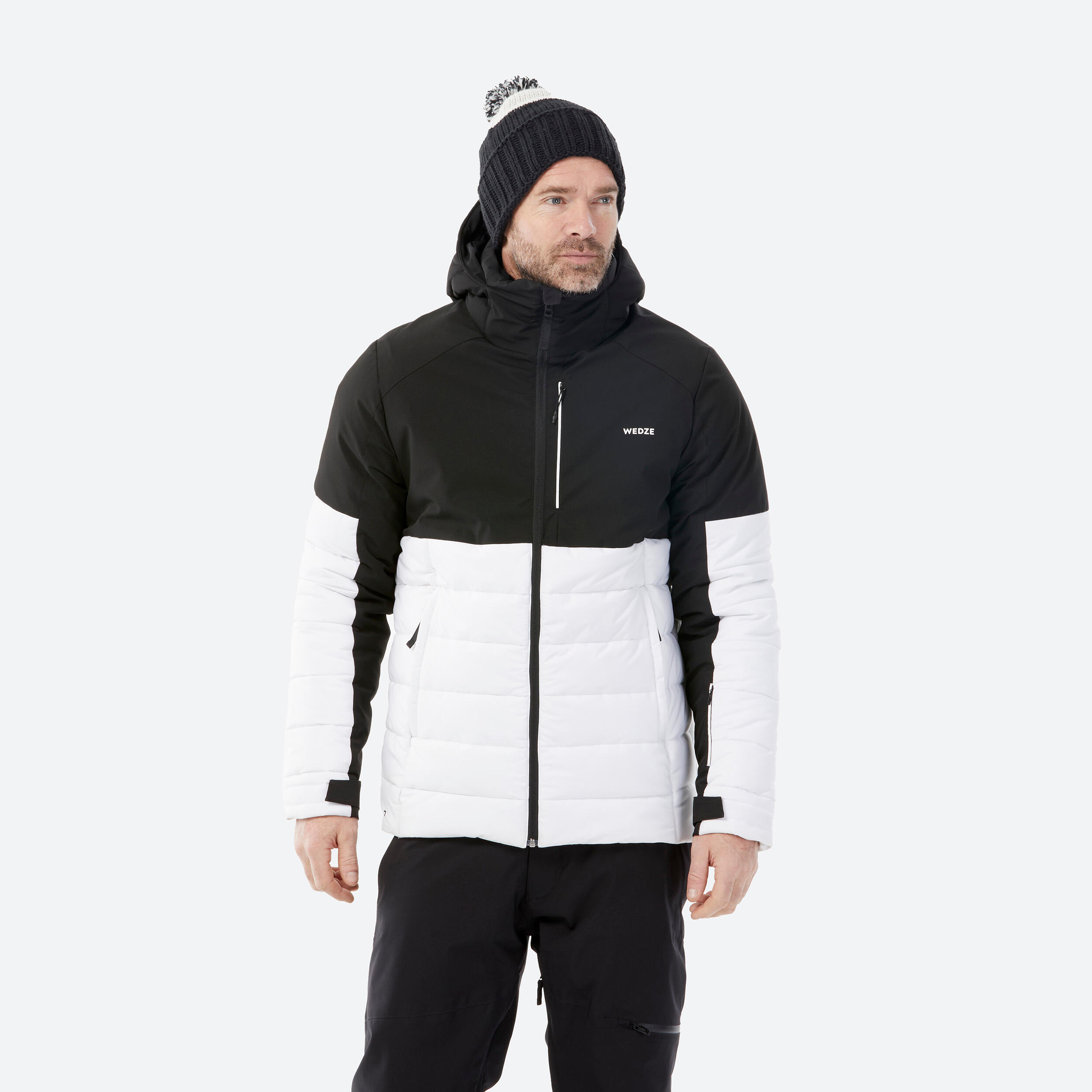 Ski- und Snowboardjacke Herren - 100 schwarz/weiß