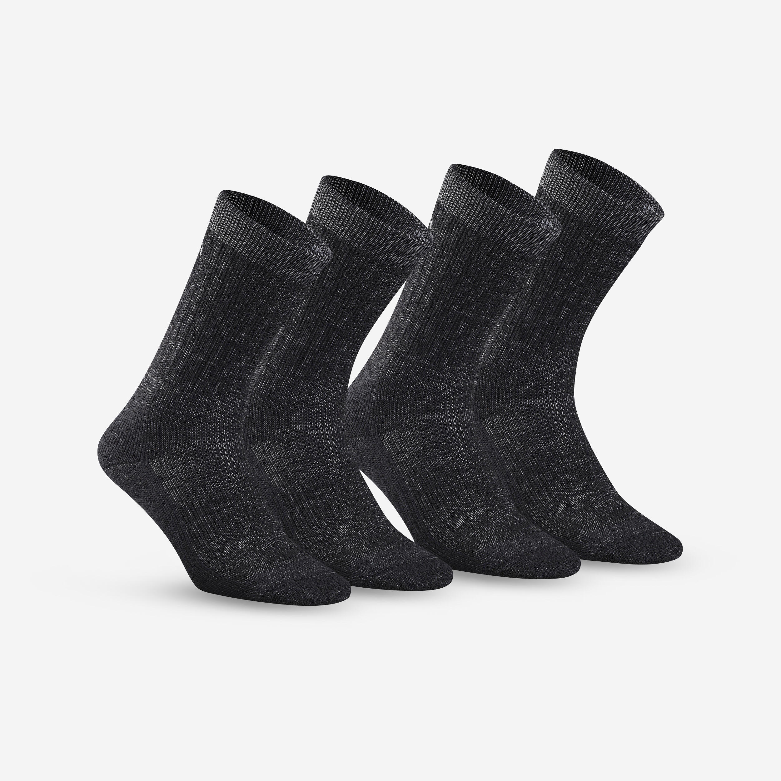 Wintersocken halbhoch Merinowolle Winterwandern - SH900 Doppelpack schwarz