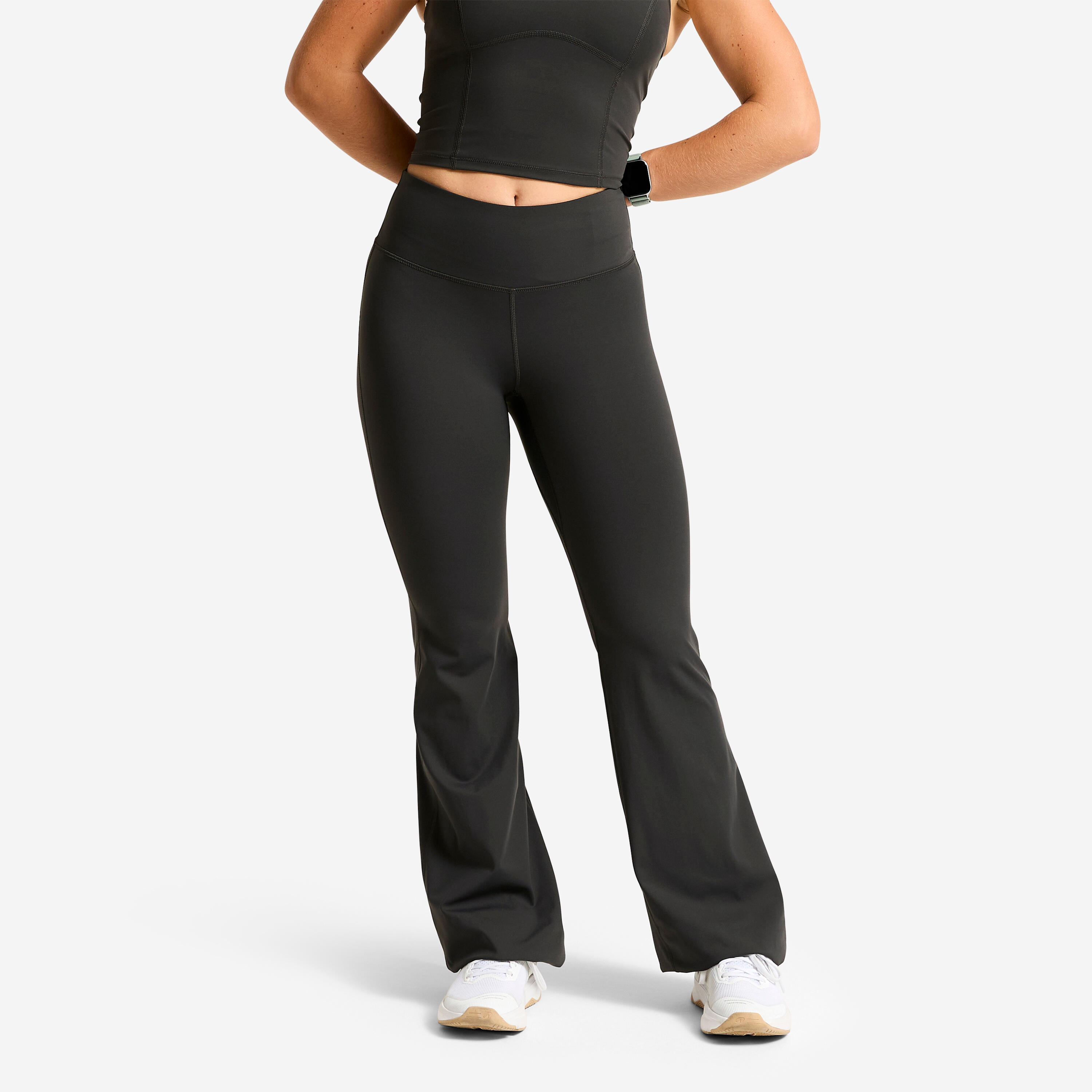 Leggings Damen ausgestelltes Bein hoher Taillenbund - Shape grau