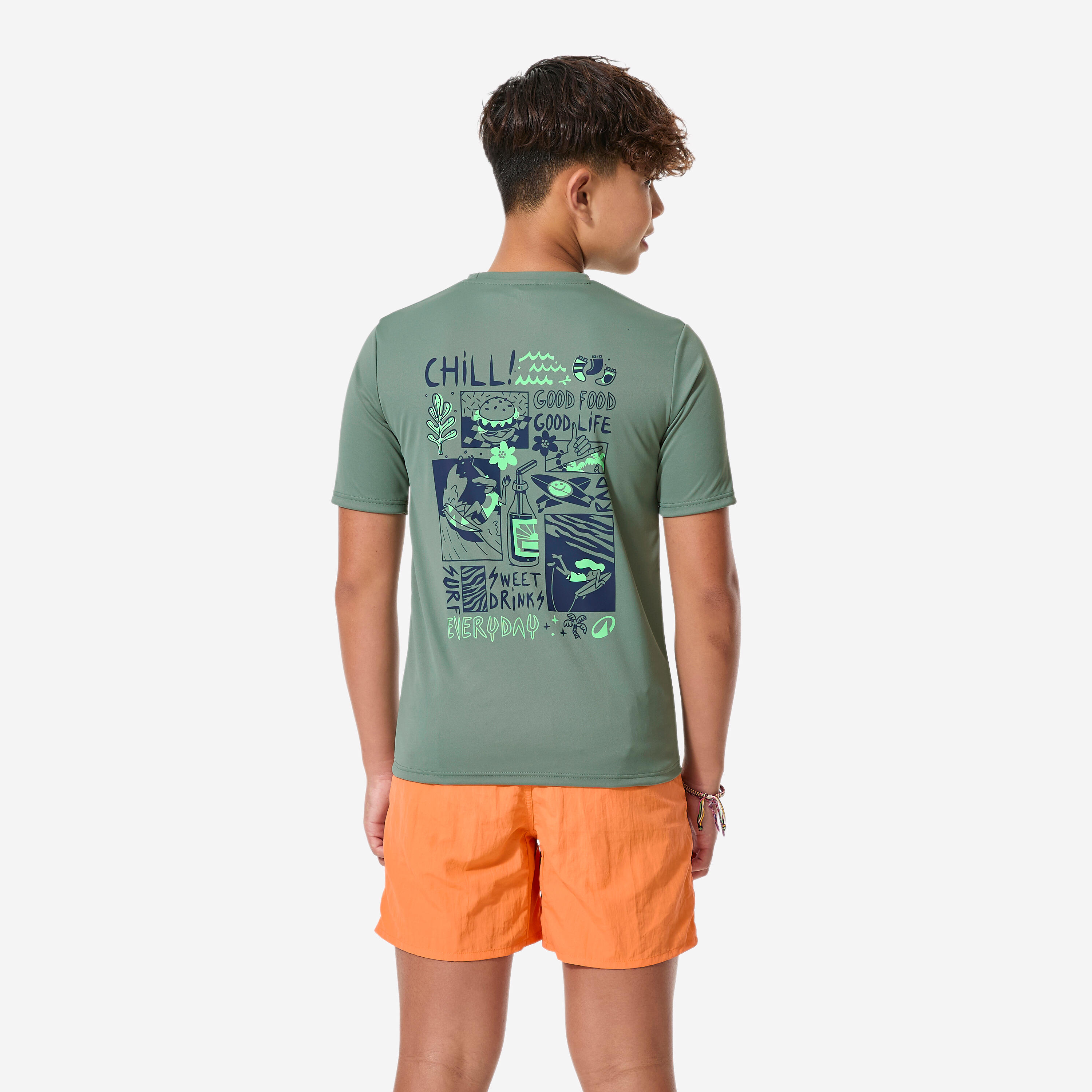 UV-Shirt Surfen Kinder UV-Schutz 50+ 100 Everyday khaki
