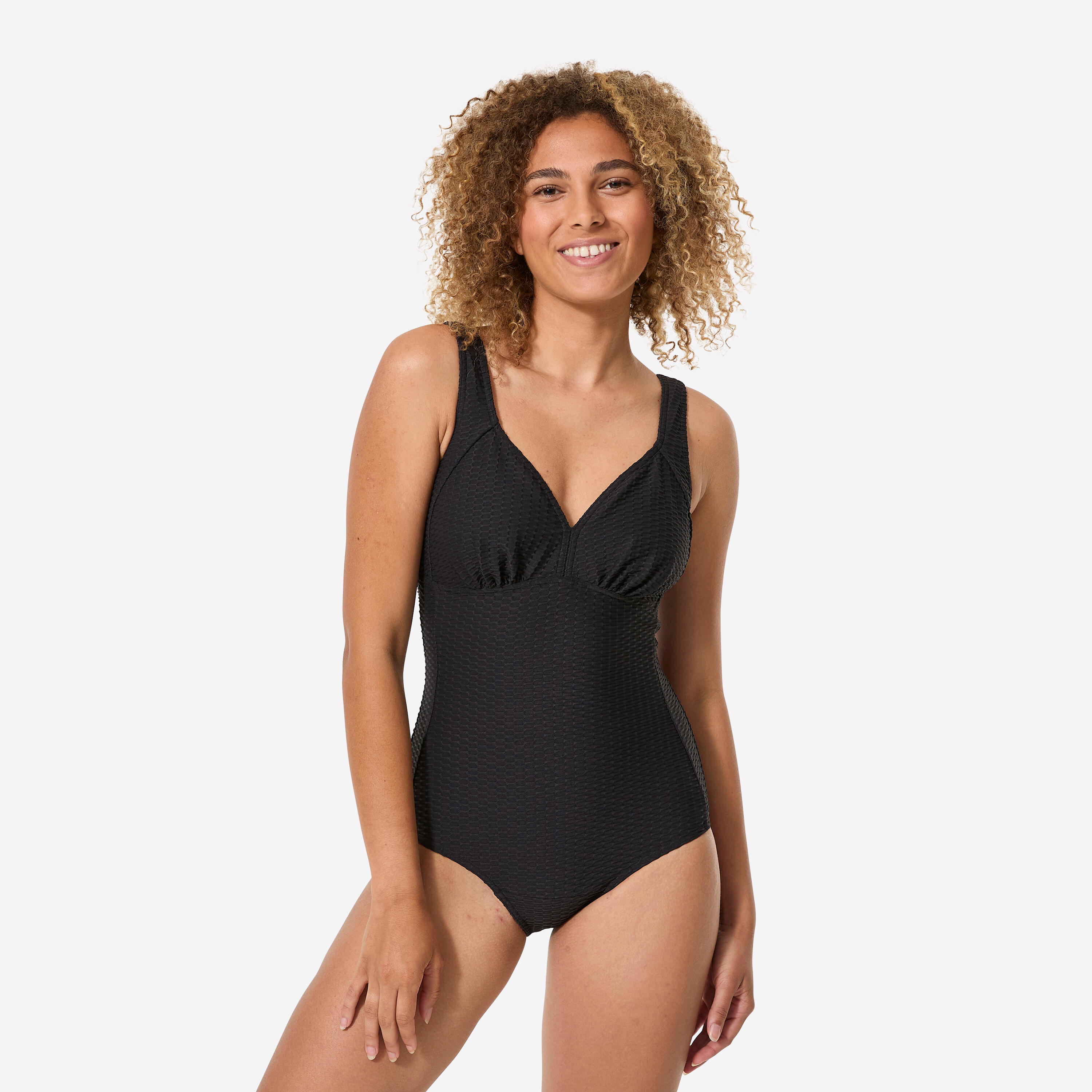 Badeanzug Aquagym Damen strukturiert - Rosy schwarz